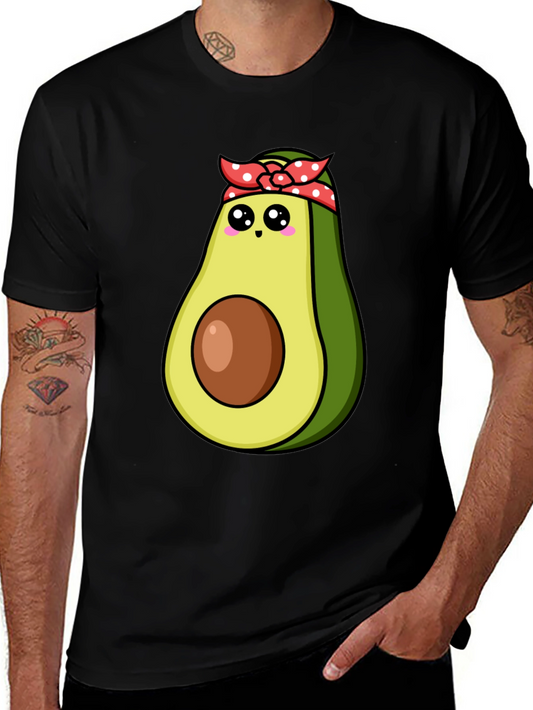 Avocado Cartoon Graphic Black T-Shirt