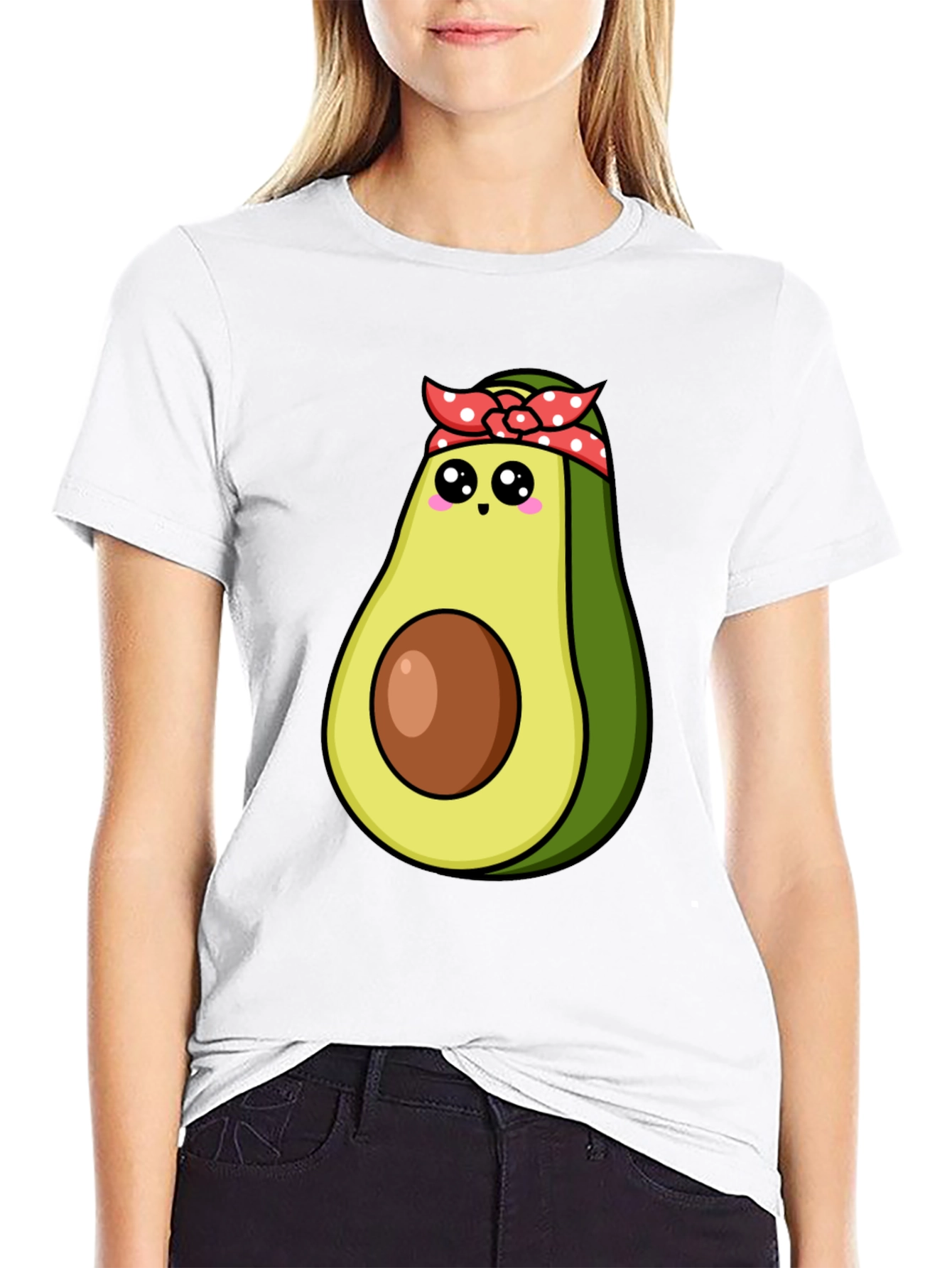 Avocado Cartoon Graphic Black T-Shirt