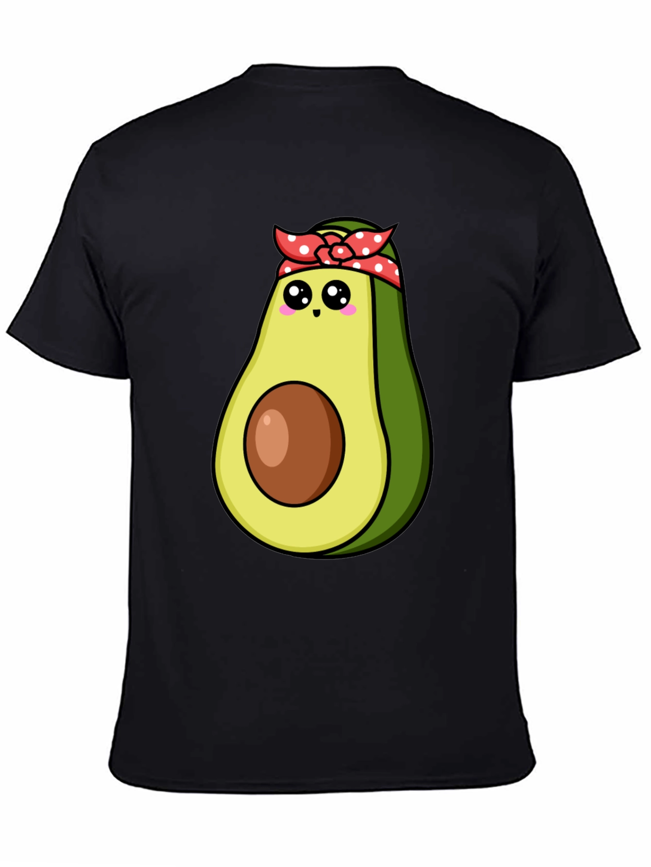 Avocado Cartoon Graphic Black T-Shirt