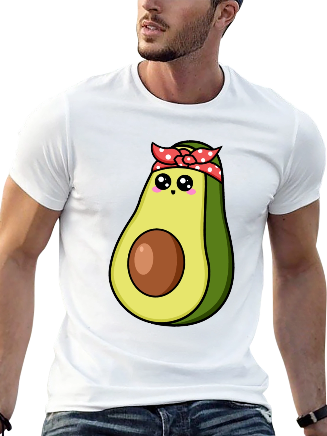 Avocado Cartoon Graphic Black T-Shirt