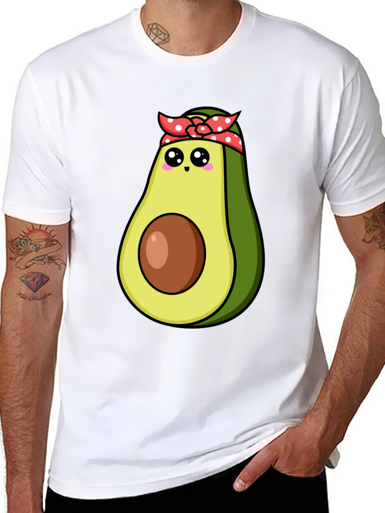 Avocado Cartoon Graphic Black T-Shirt