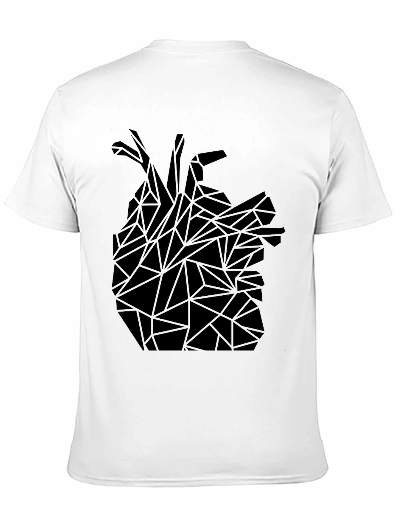 Geometric Heart Tee - Modern Graphic Print Black T-Shirt