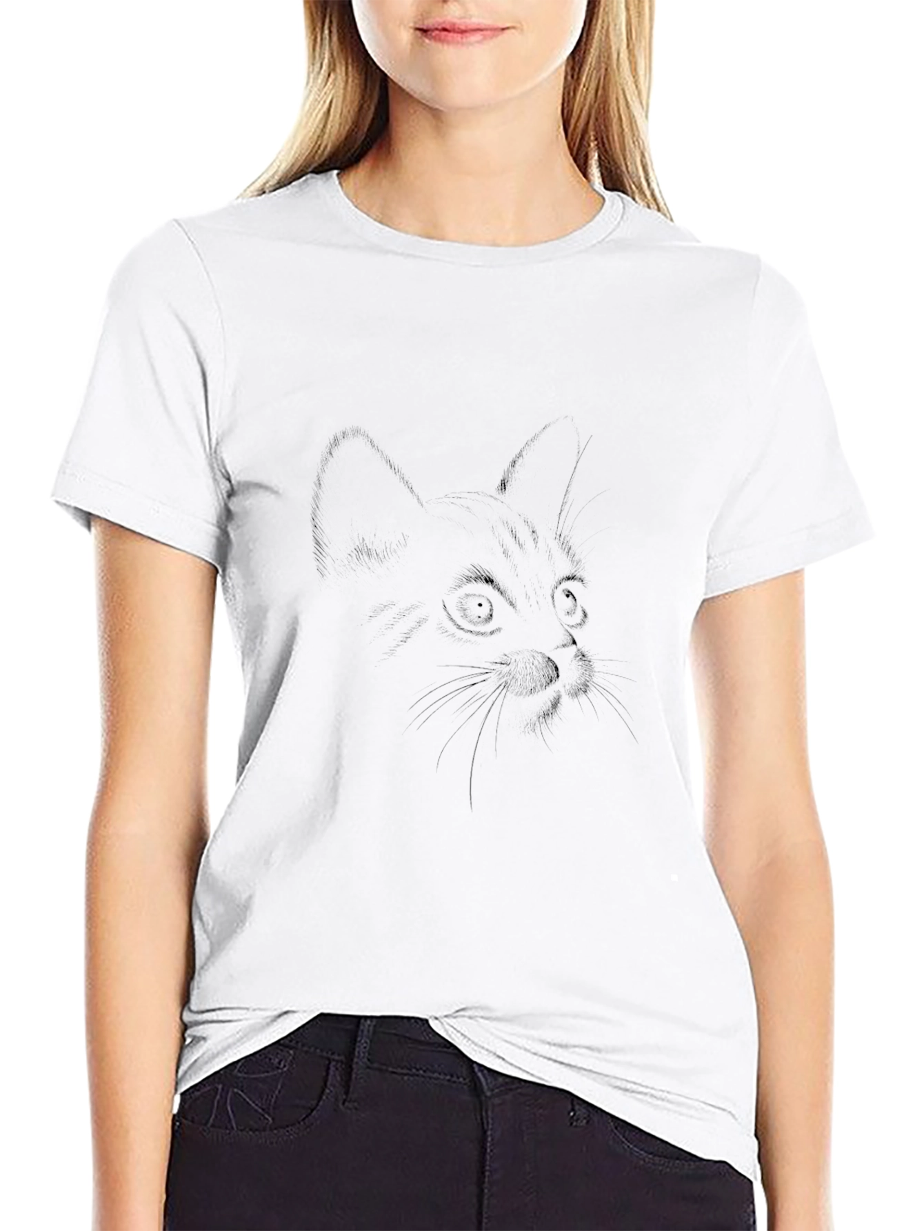 Black Cat Sketch Tee - Soft Comfort