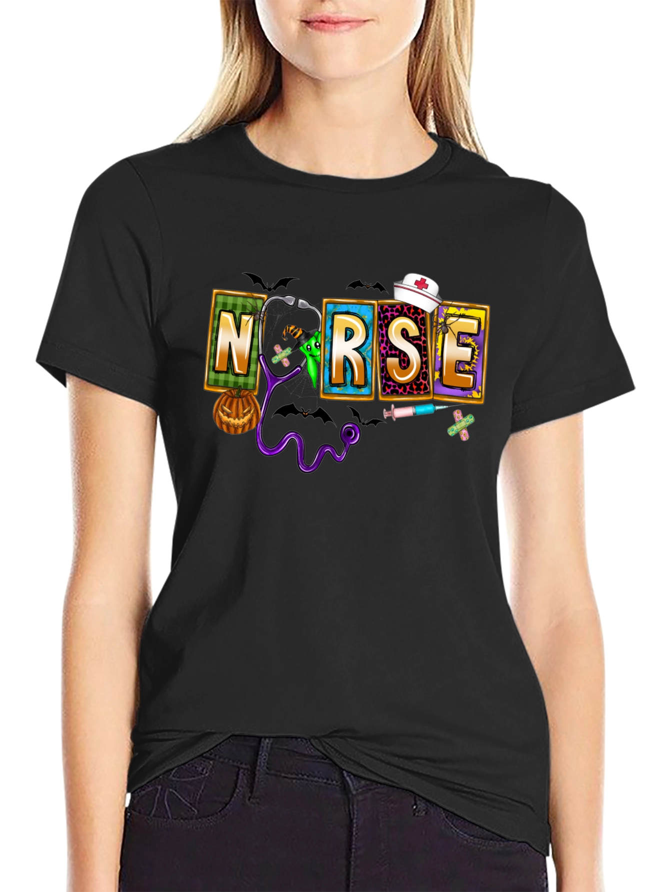 Halloween Nurse Graphic T-Shirt