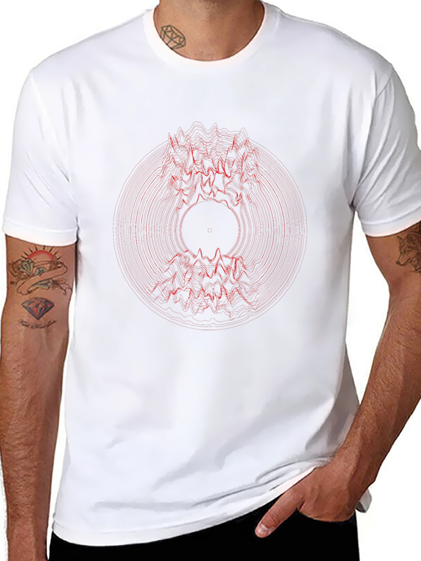 Abstract Red Graphic Print Black T-Shirt