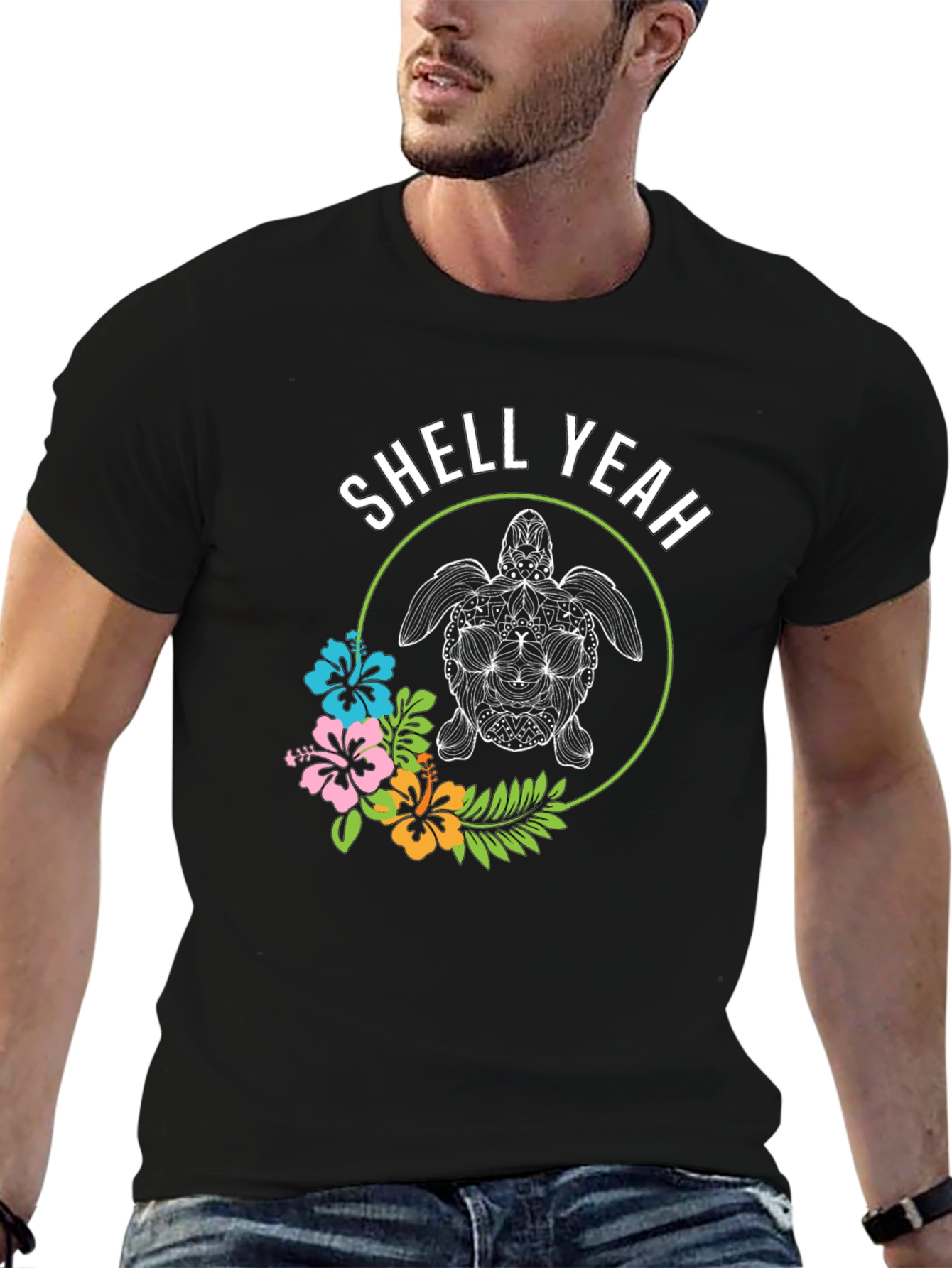 Shell Yeah! Turtle Graphic Print Crew Neck T-Shirt