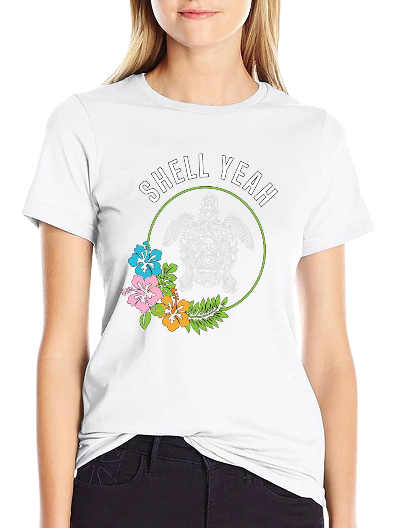 Shell Yeah! Turtle Graphic Print Crew Neck T-Shirt