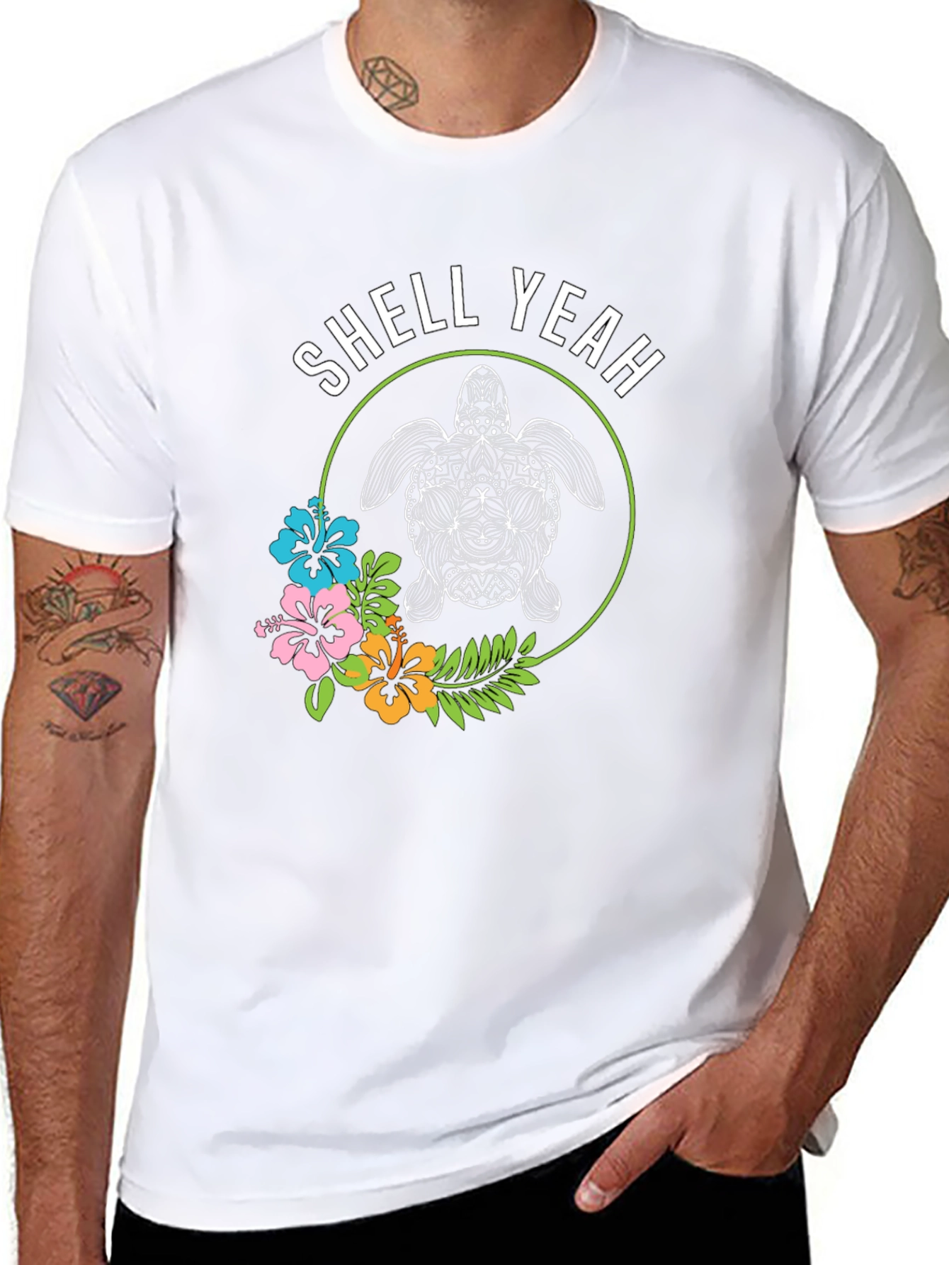 Shell Yeah! Turtle Graphic Print Crew Neck T-Shirt