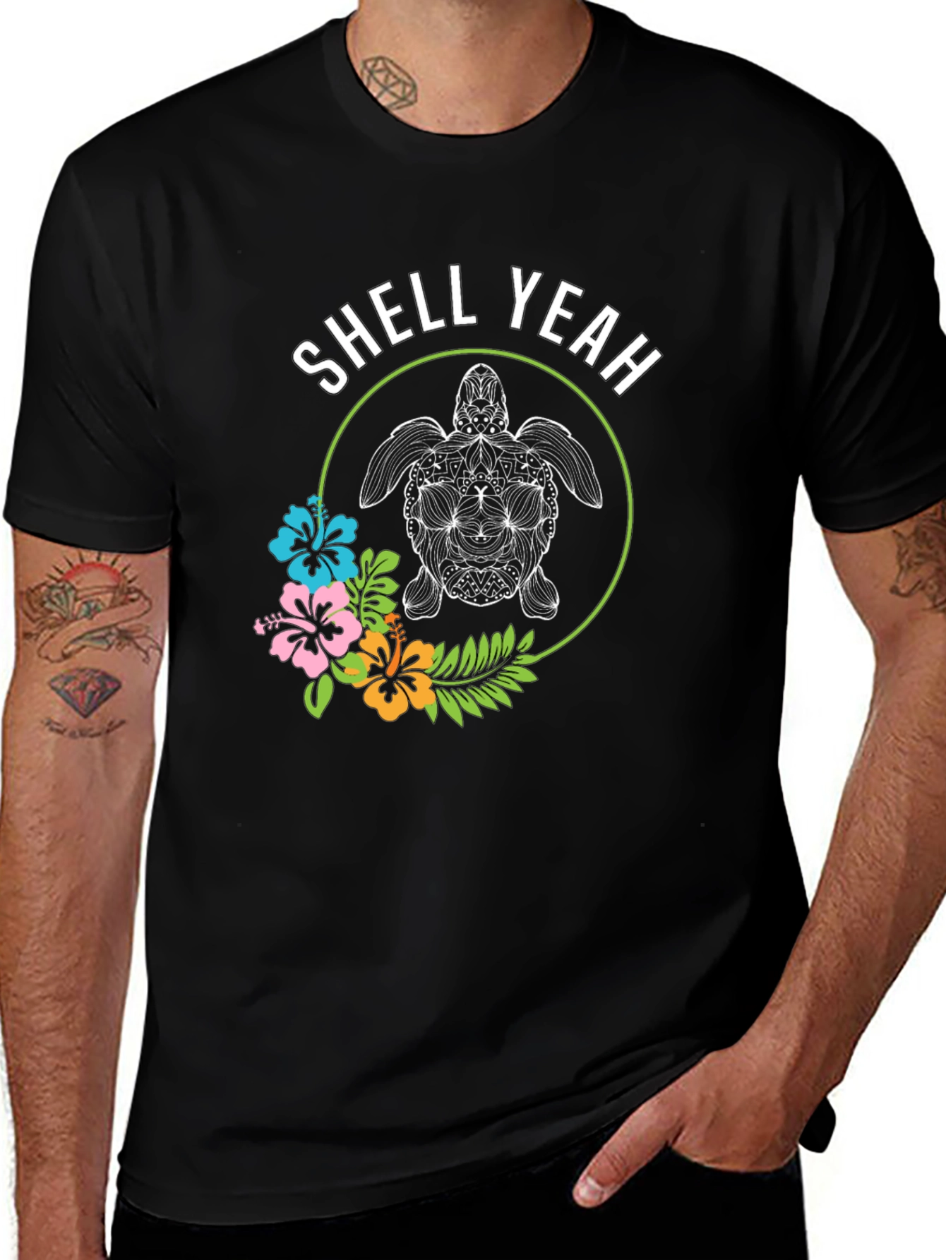 Shell Yeah! Turtle Graphic Print Crew Neck T-Shirt