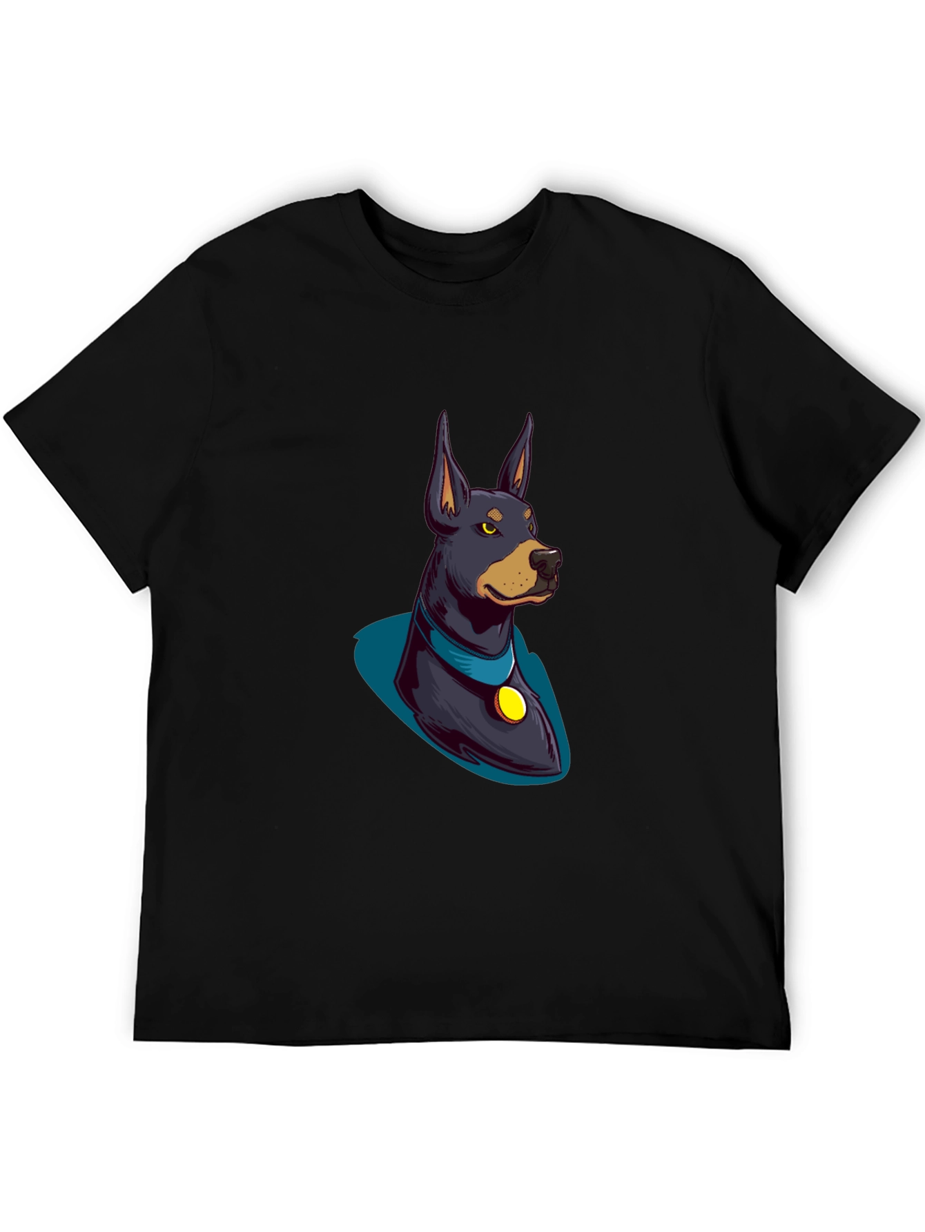 Doberman Cartoon Graphic Tee - Black