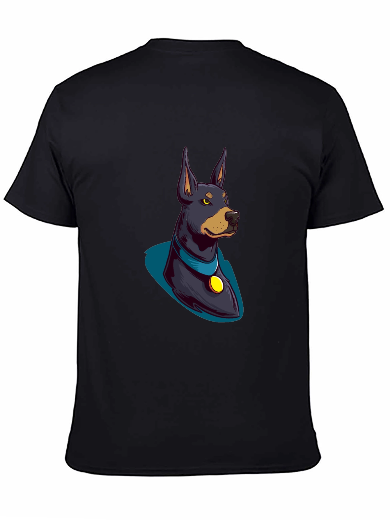 Doberman Cartoon Graphic Tee - Black