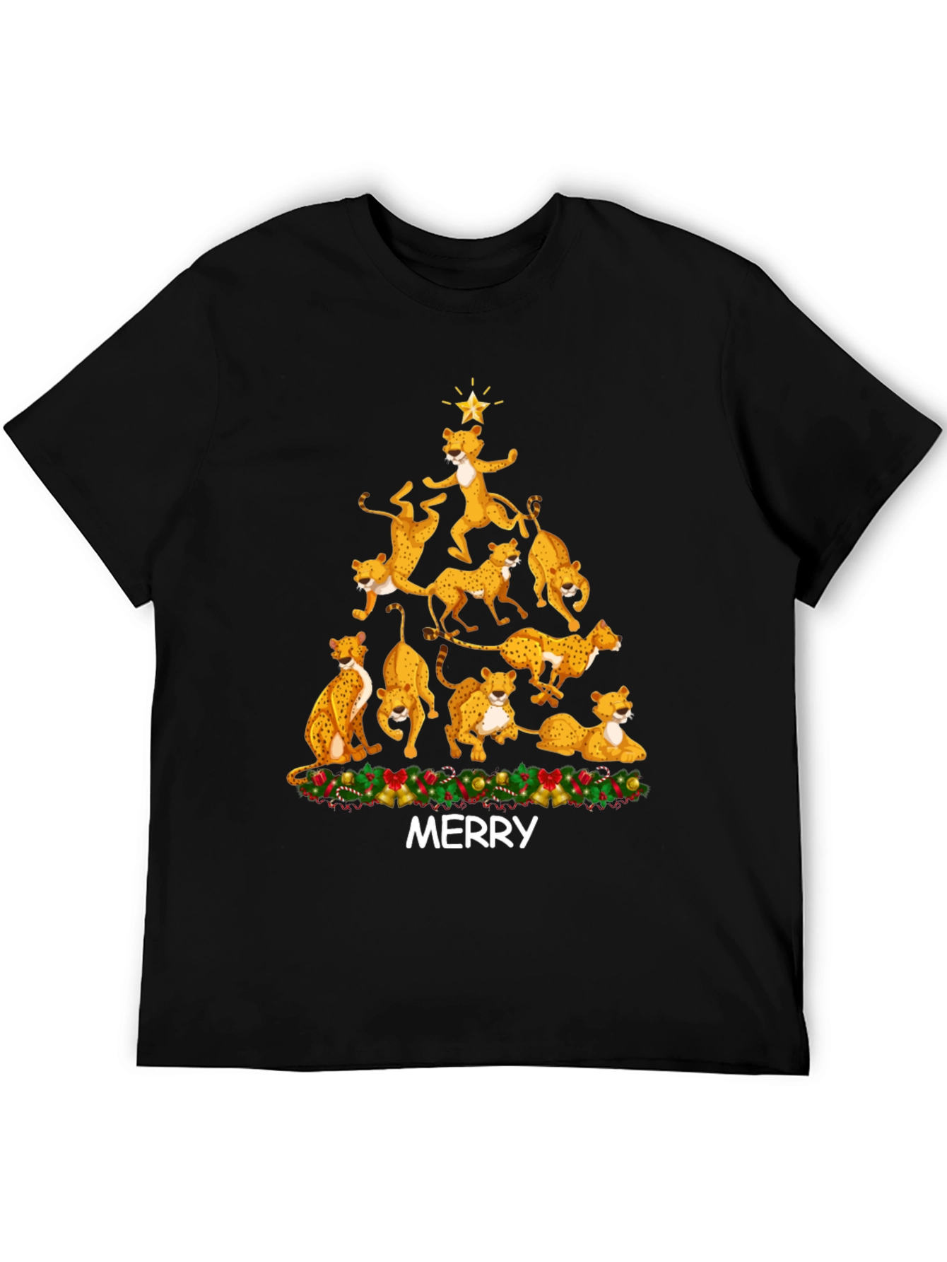 Cheetah Christmas Tree T-Shirt - MERRY