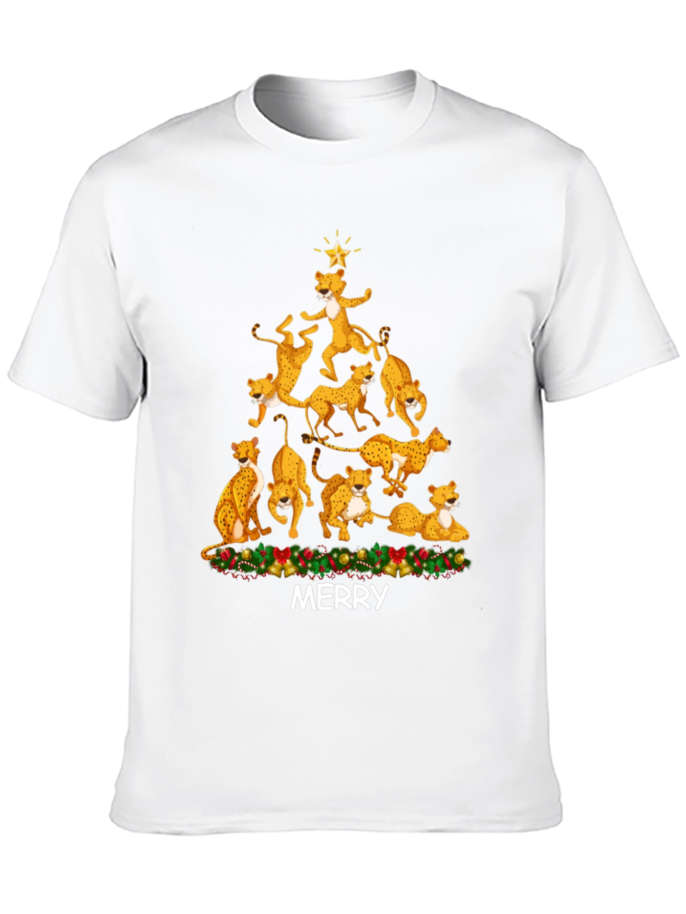 Cheetah Christmas Tree T-Shirt - MERRY