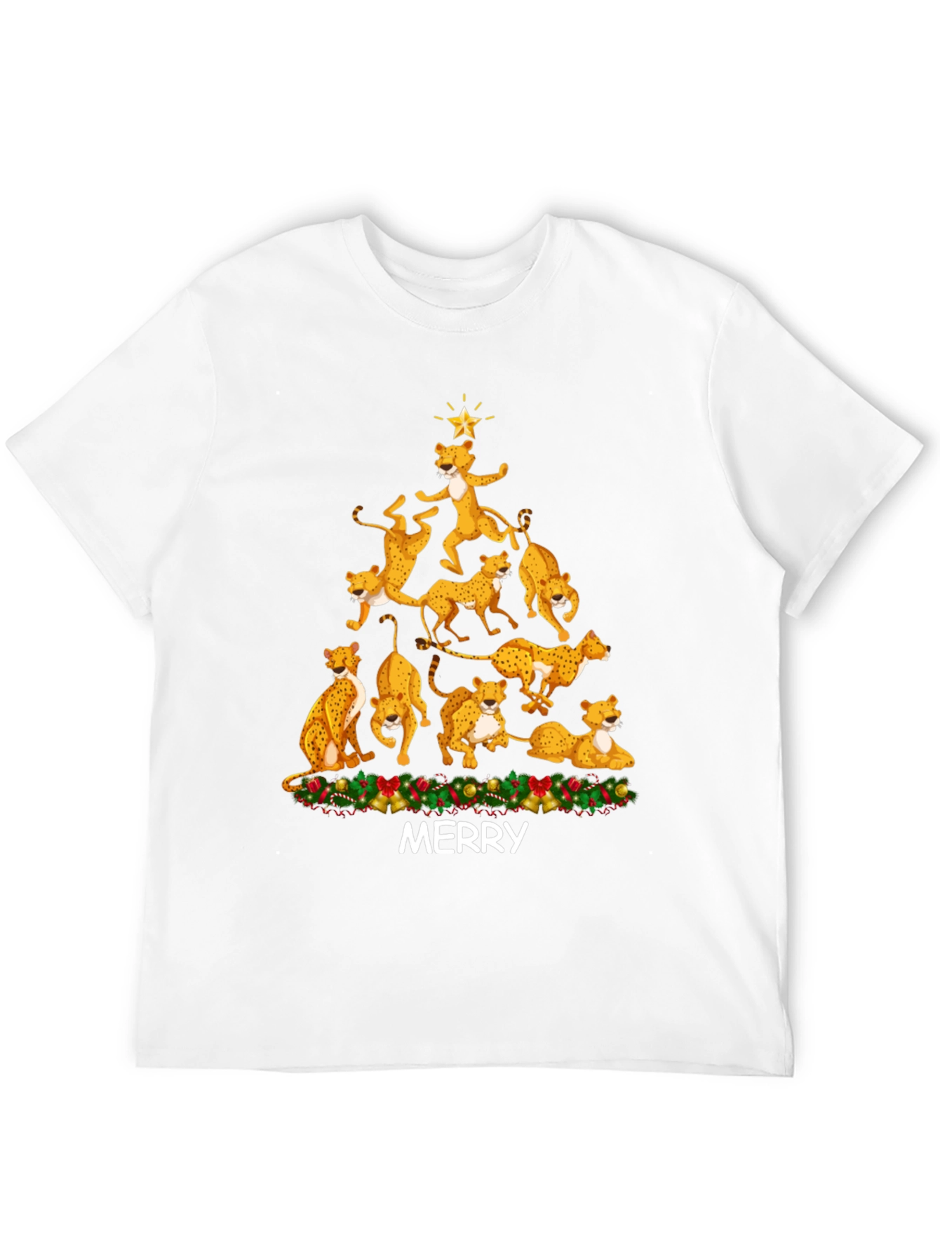 Cheetah Christmas Tree T-Shirt - MERRY