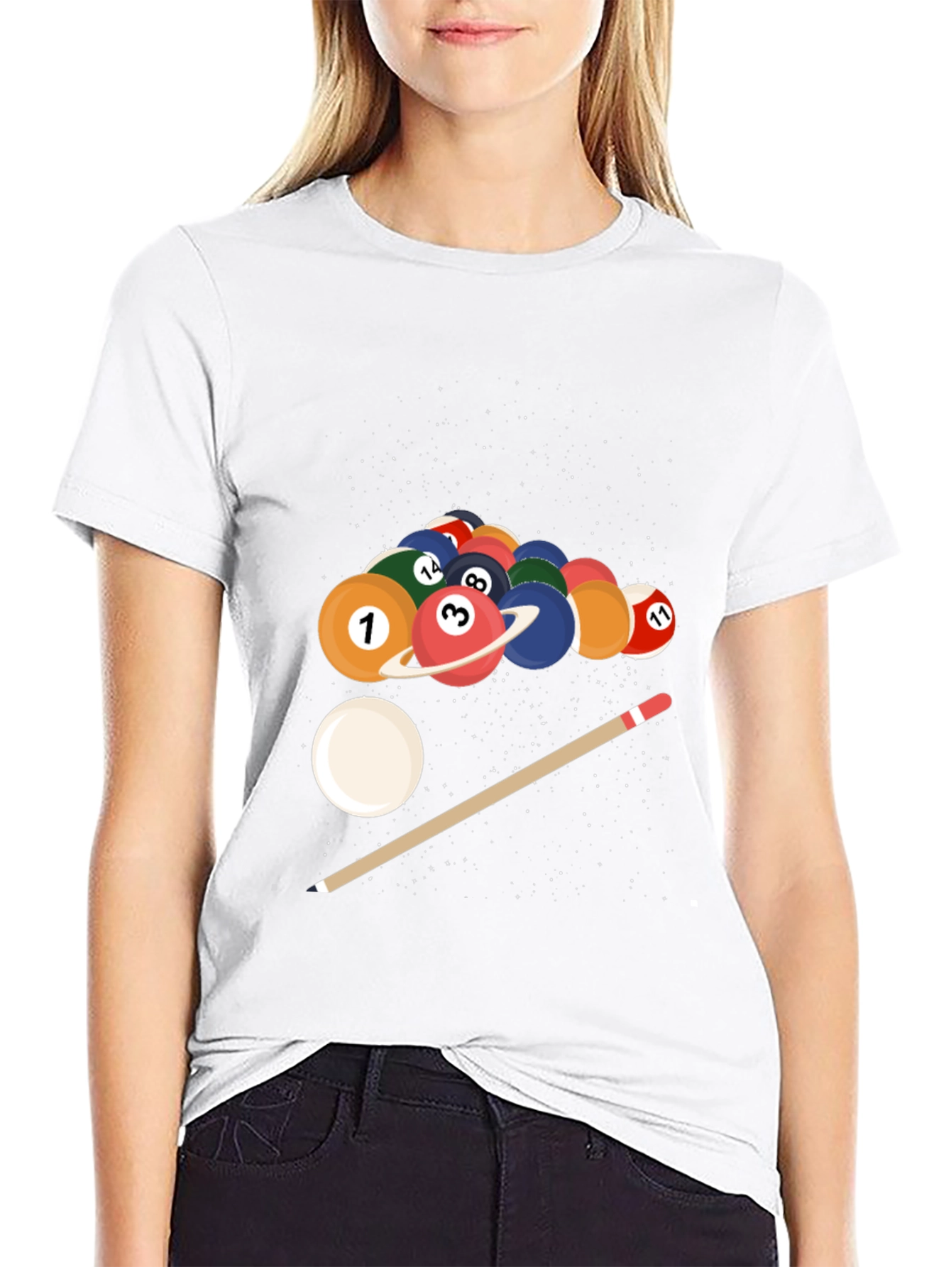 Cosmic Pool Ball Graphic Tee - Black