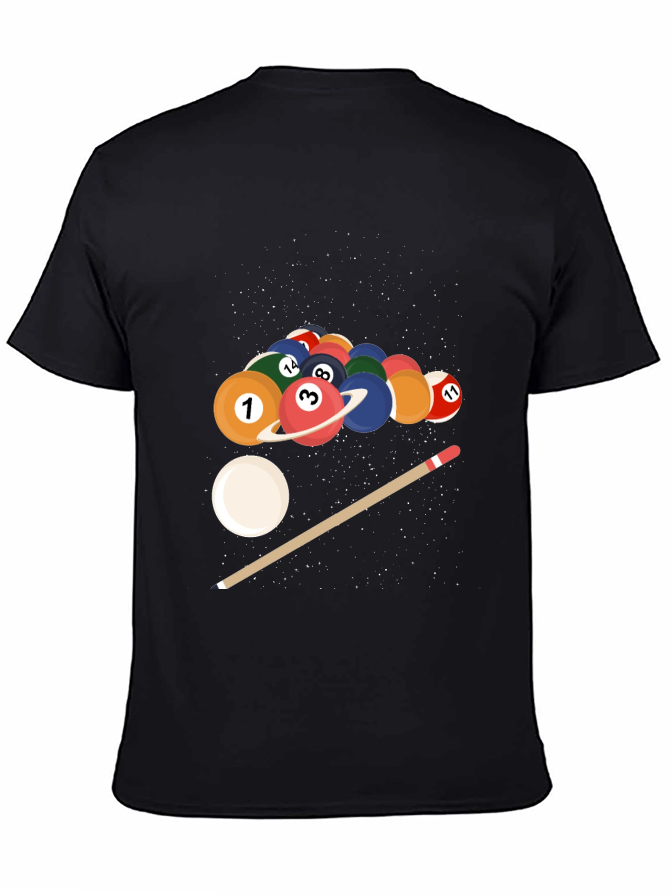 Cosmic Pool Ball Graphic Tee - Black