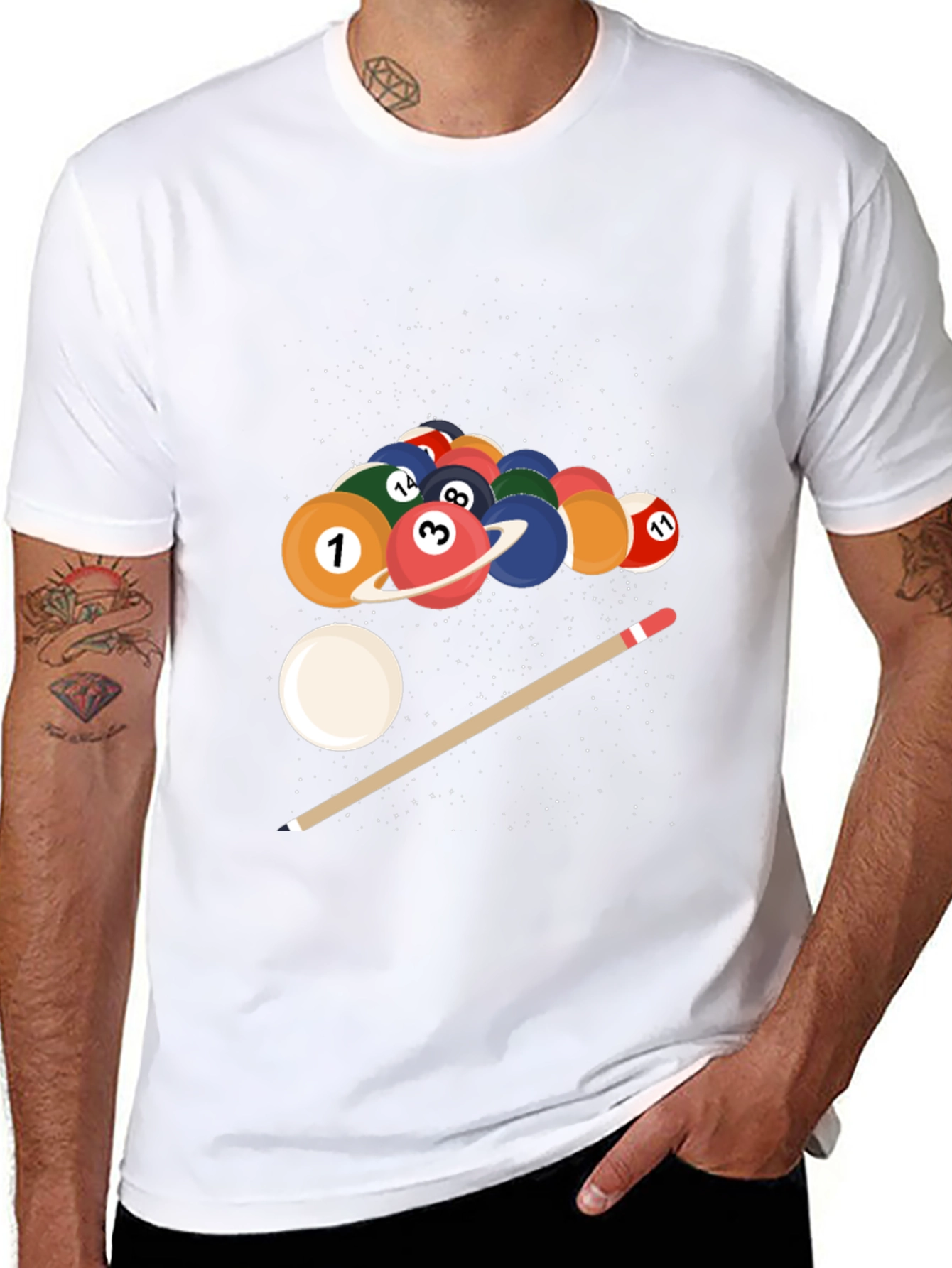 Cosmic Pool Ball Graphic Tee - Black