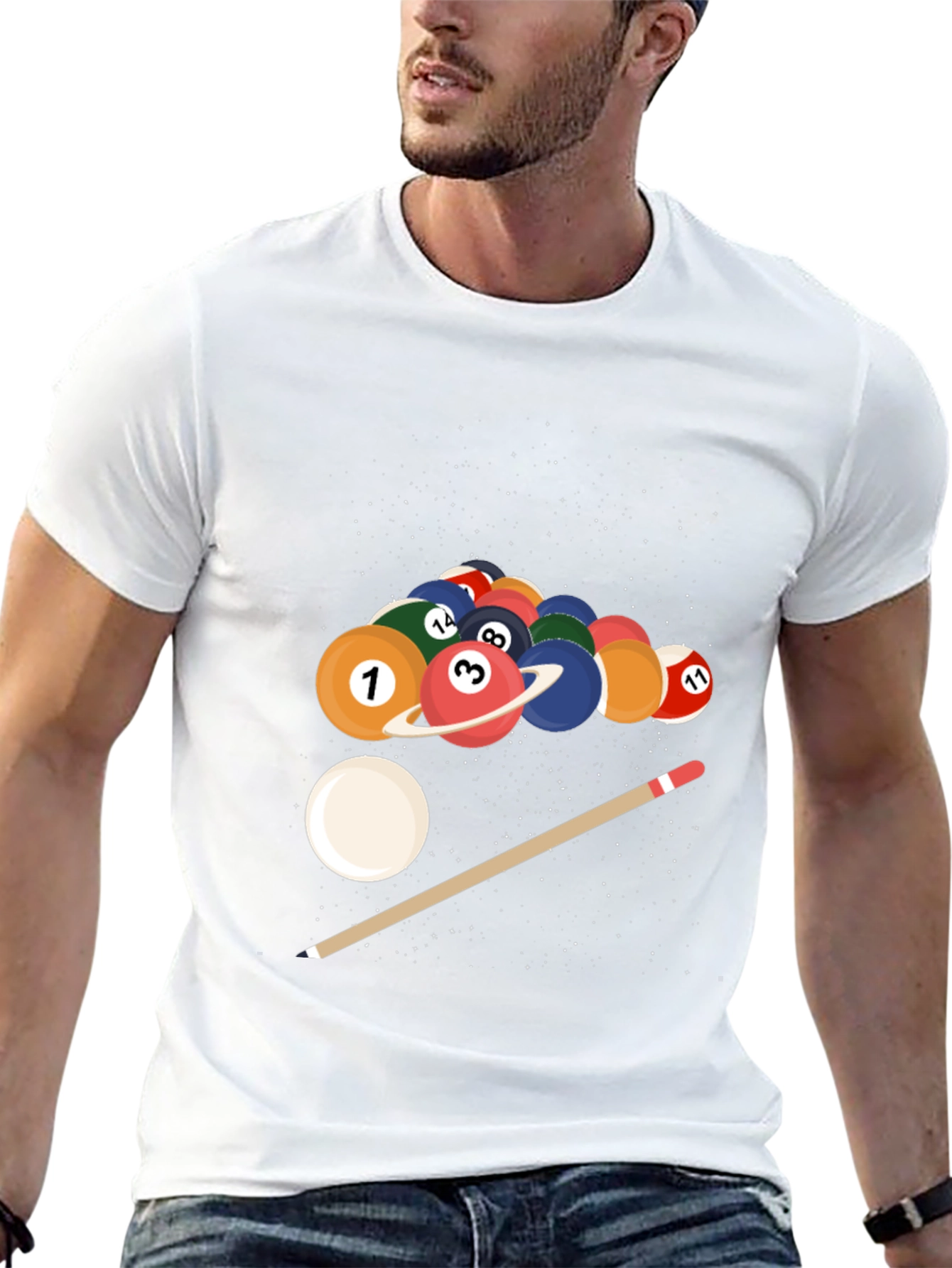 Cosmic Pool Ball Graphic Tee - Black