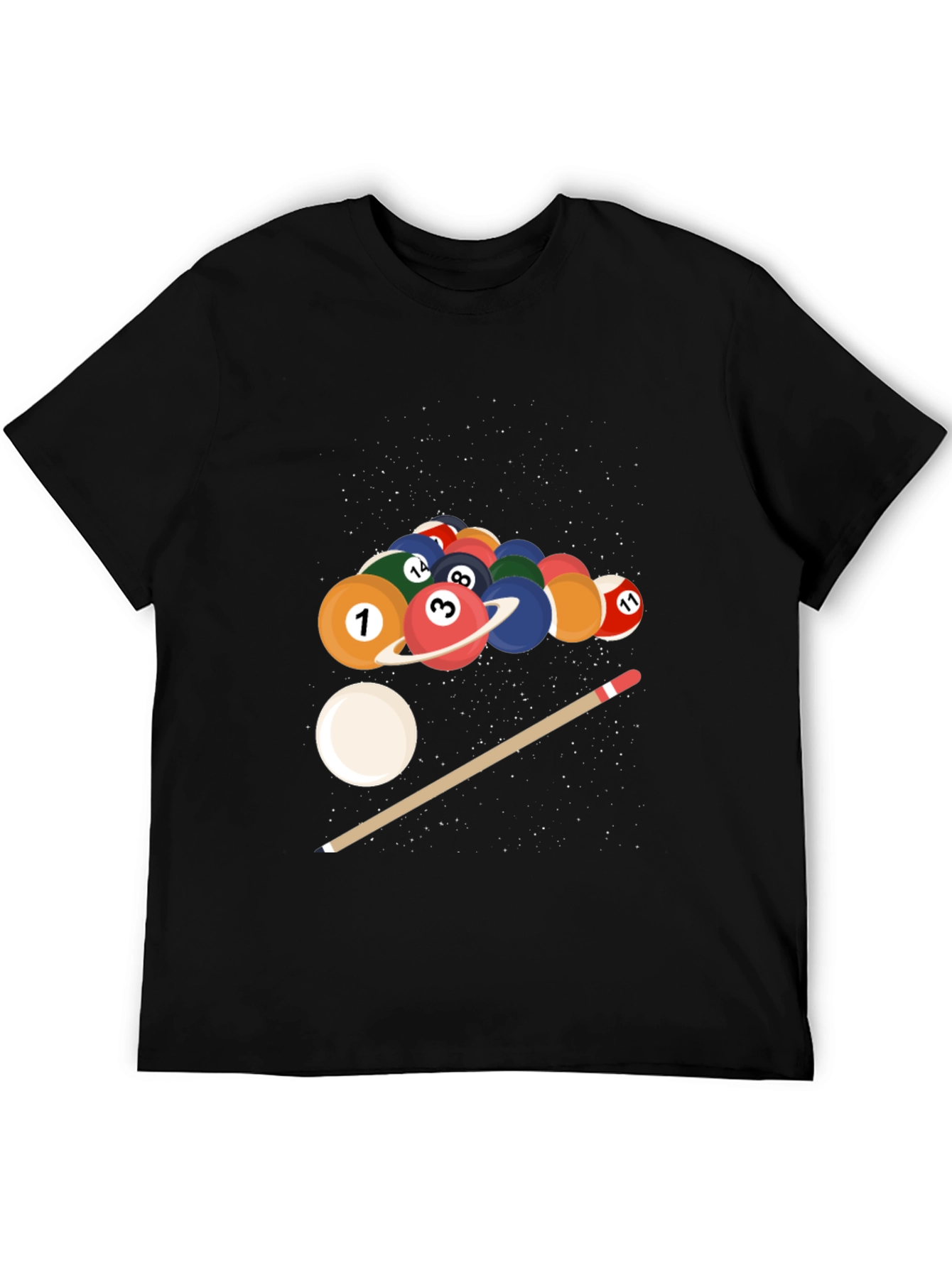 Cosmic Pool Ball Graphic Tee - Black
