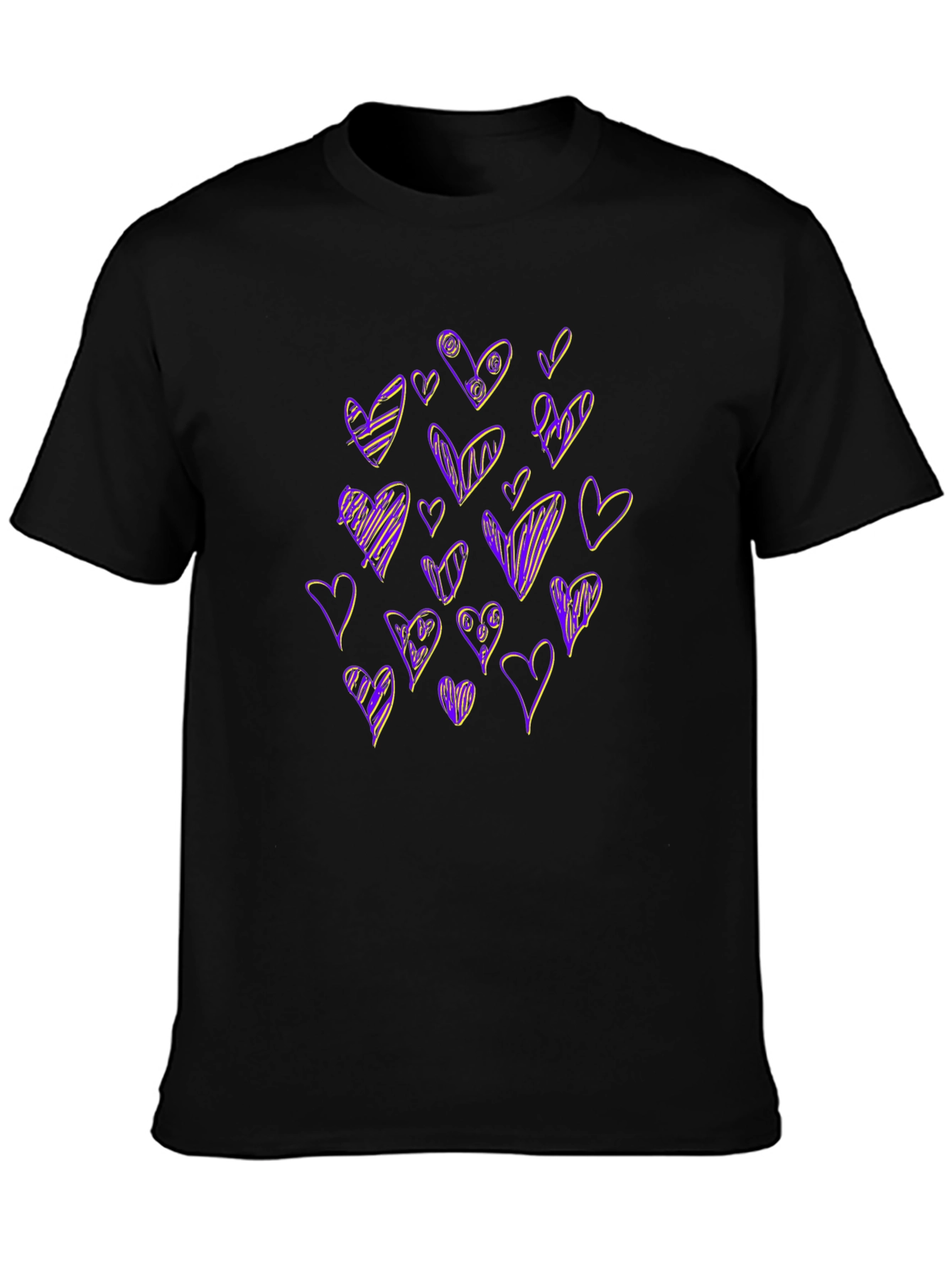 Heart Scribble Black T-Shirt