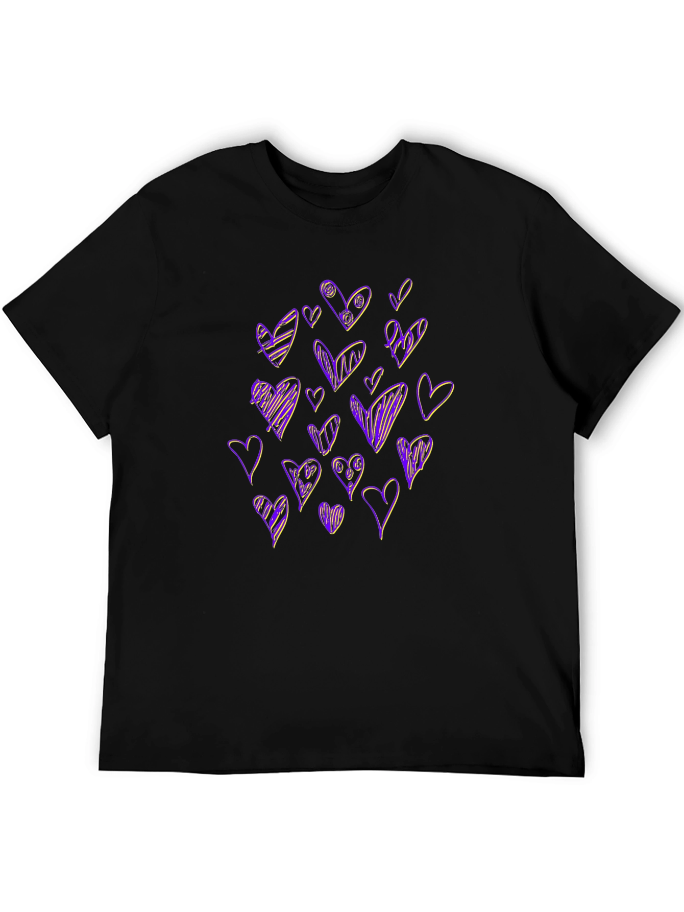 Heart Scribble Black T-Shirt