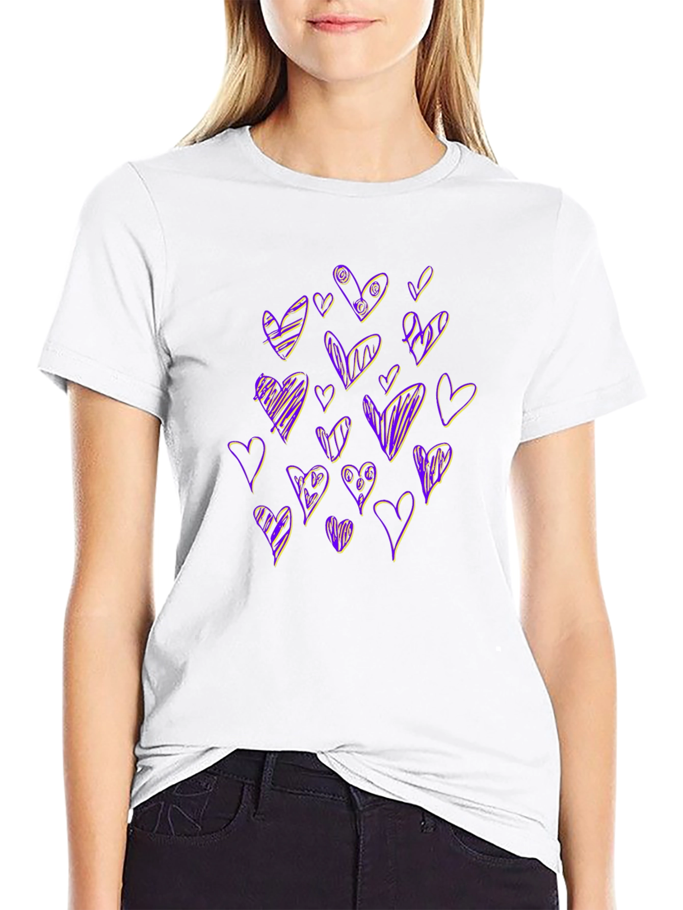 Heart Scribble Black T-Shirt