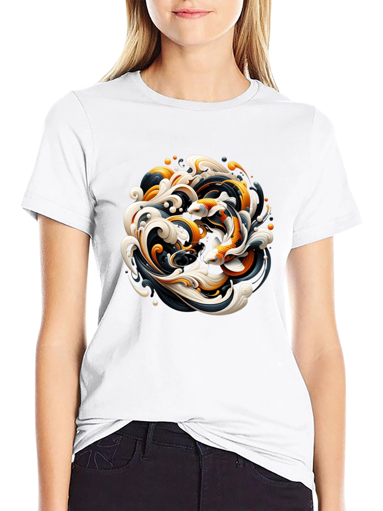 Koi Fish Graphic Tee - Black