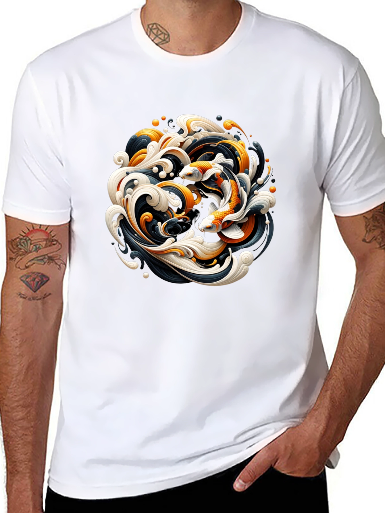Koi Fish Graphic Tee - Black