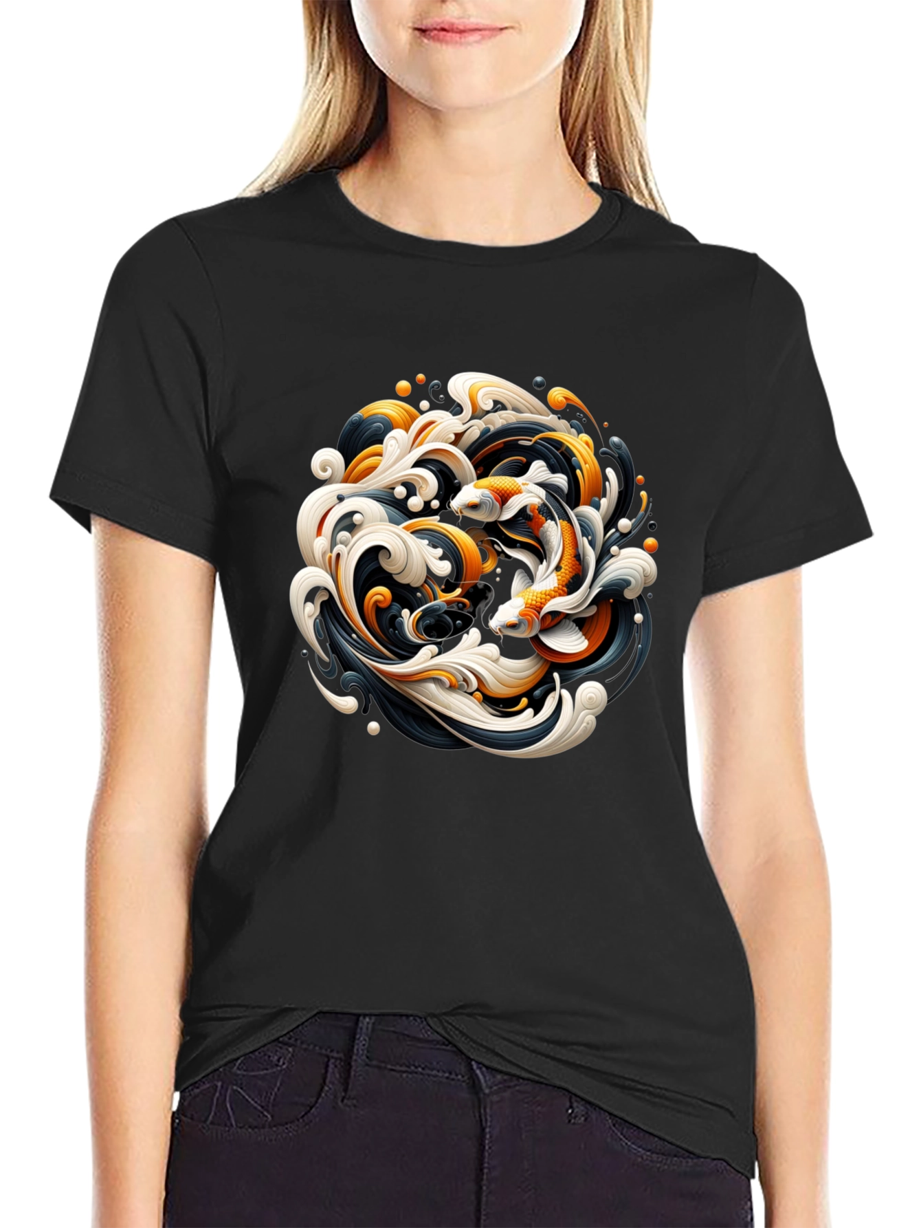 Koi Fish Graphic Tee - Black
