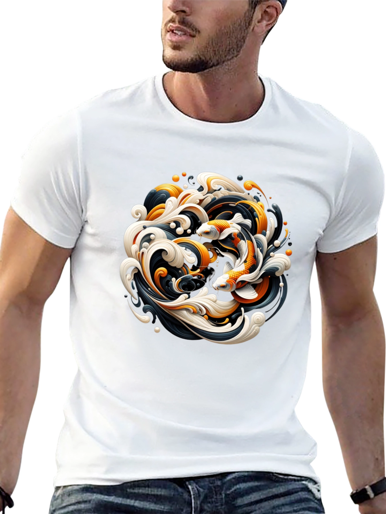 Koi Fish Graphic Tee - Black