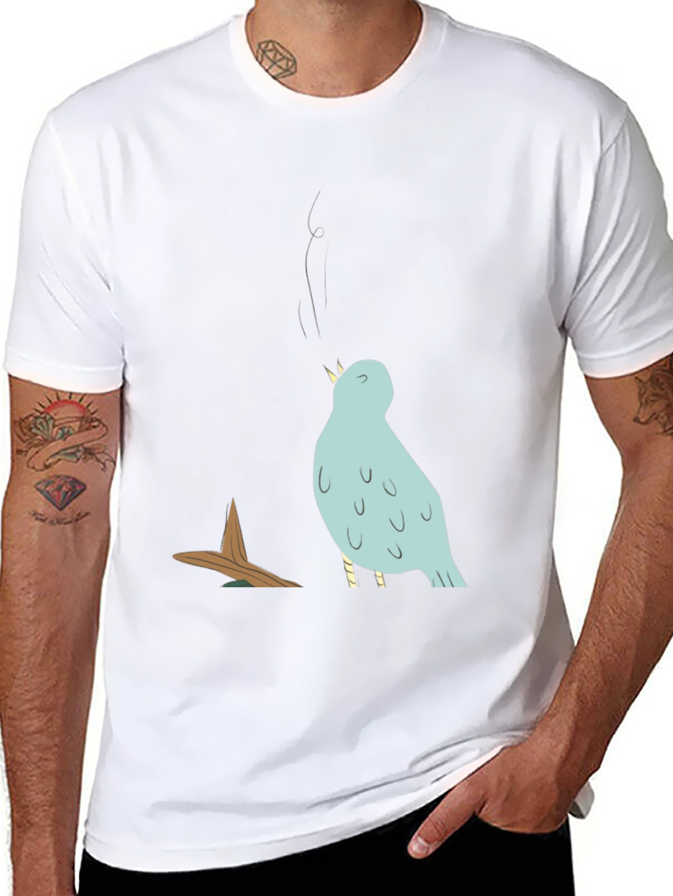 Cartoon Bird T-Shirt - Black Graphic Tee