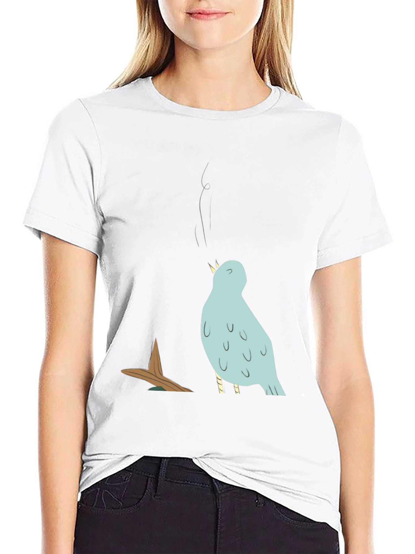 Cartoon Bird T-Shirt - Black Graphic Tee
