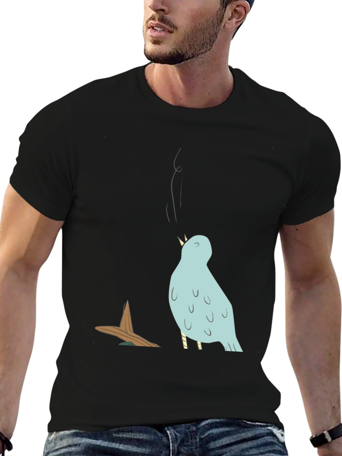 Cartoon Bird T-Shirt - Black Graphic Tee