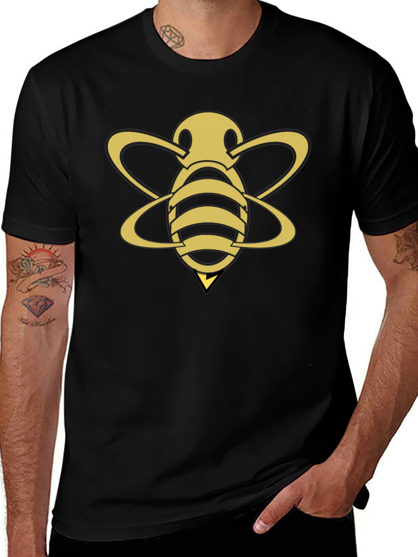 Gold Bee Graphic Black T-Shirt
