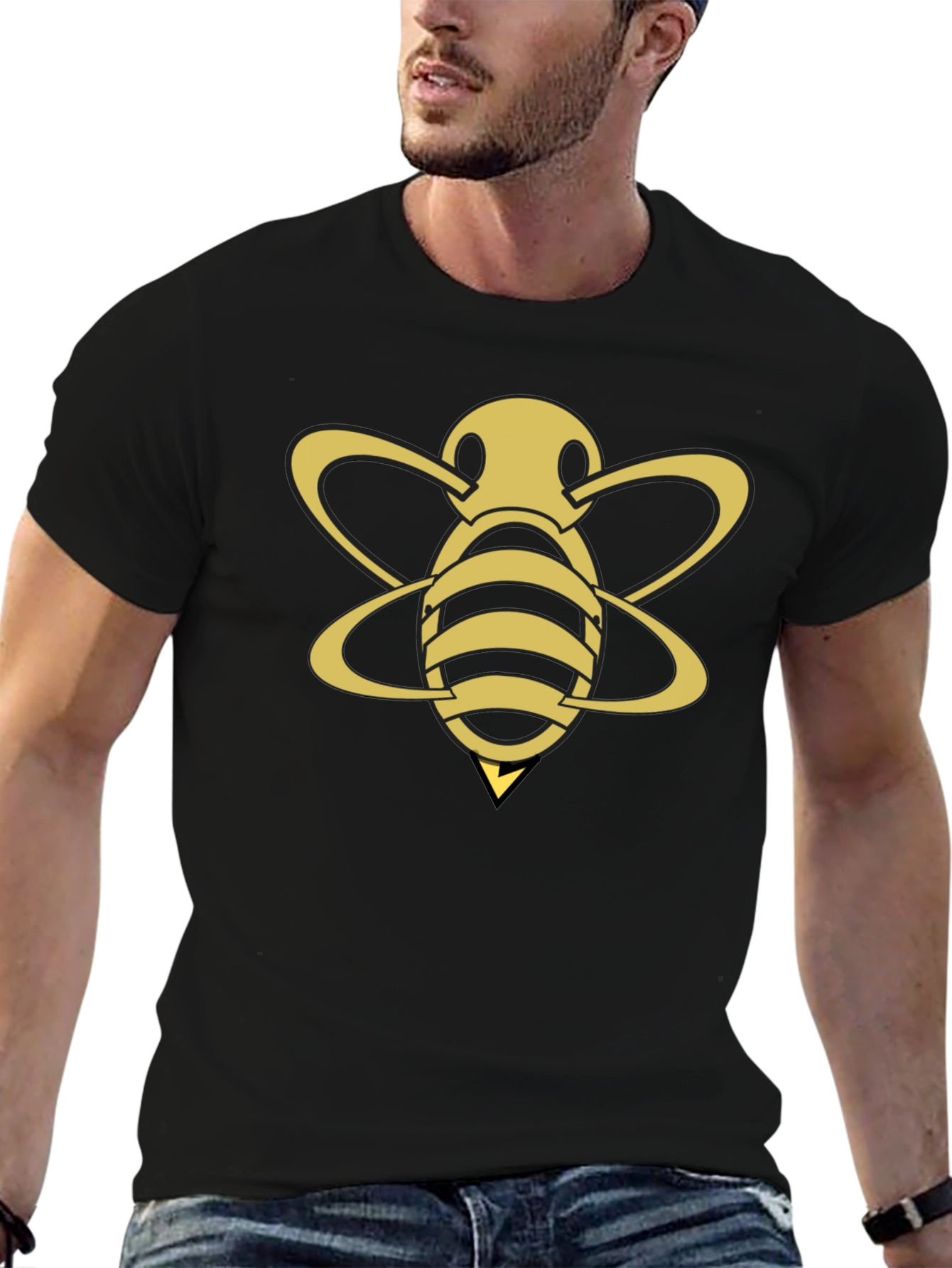 Gold Bee Graphic Black T-Shirt