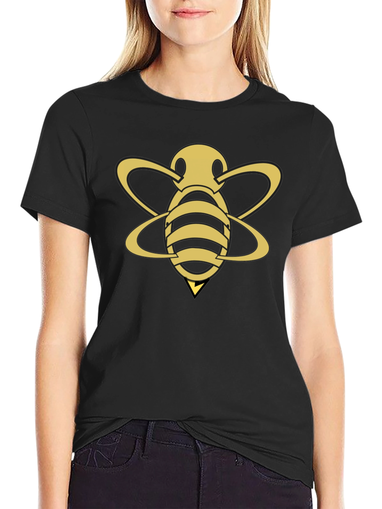 Gold Bee Graphic Black T-Shirt