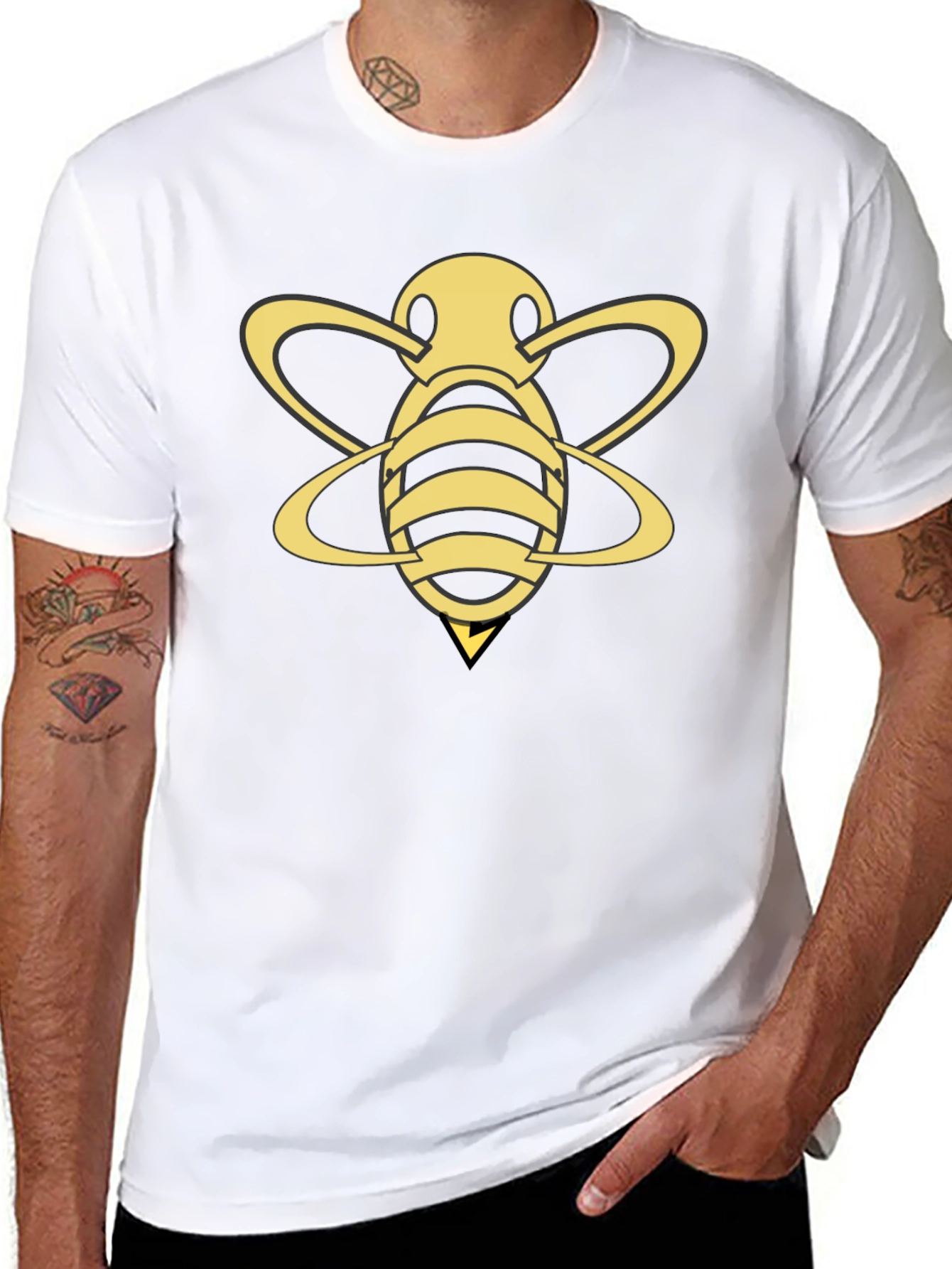 Gold Bee Graphic Black T-Shirt