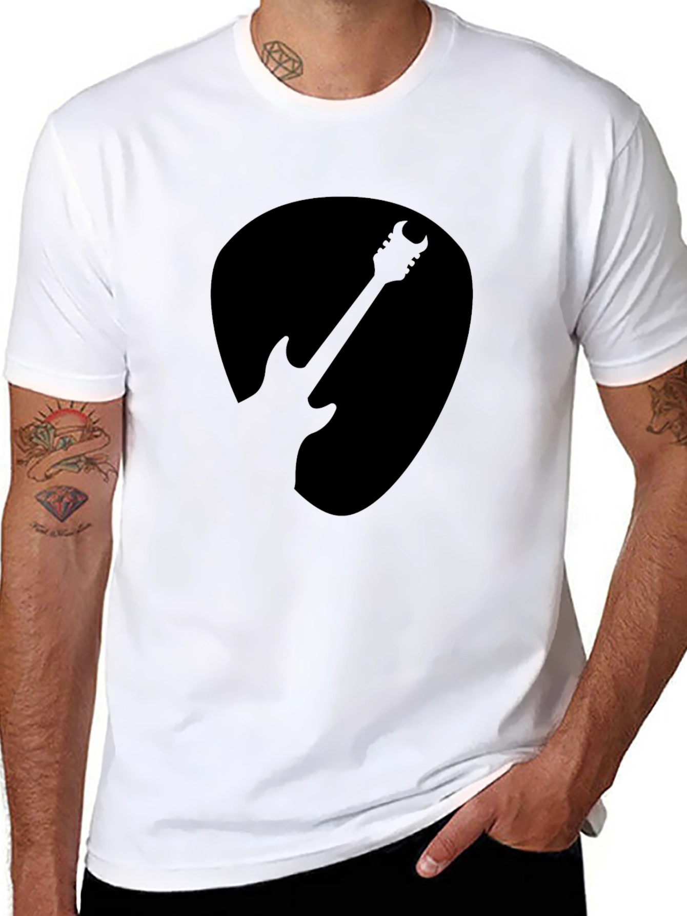 Guitar Silhouette Graphic T-Shirt - Black