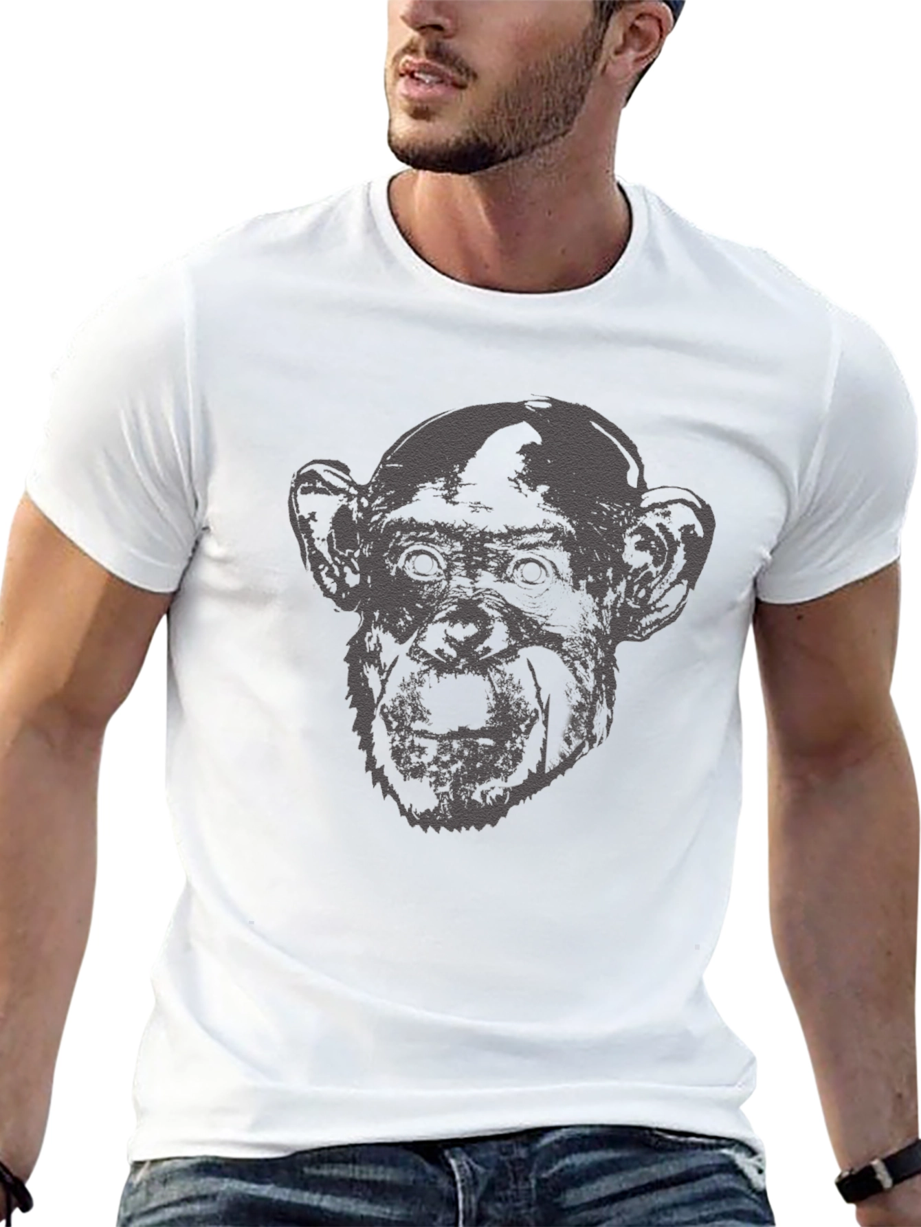 Monkey Graphic Print Black T-Shirt