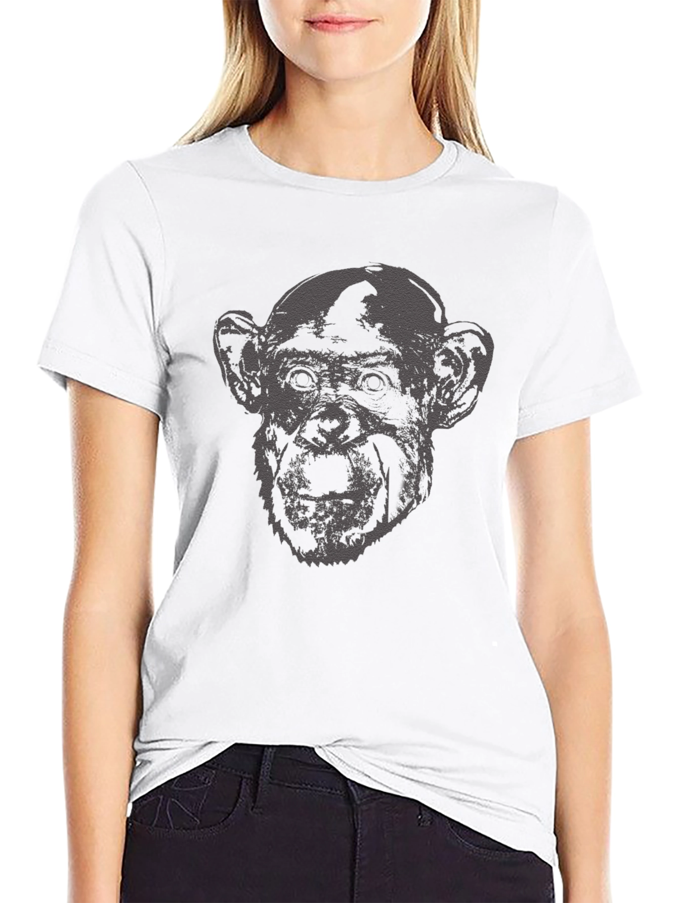 Monkey Graphic Print Black T-Shirt