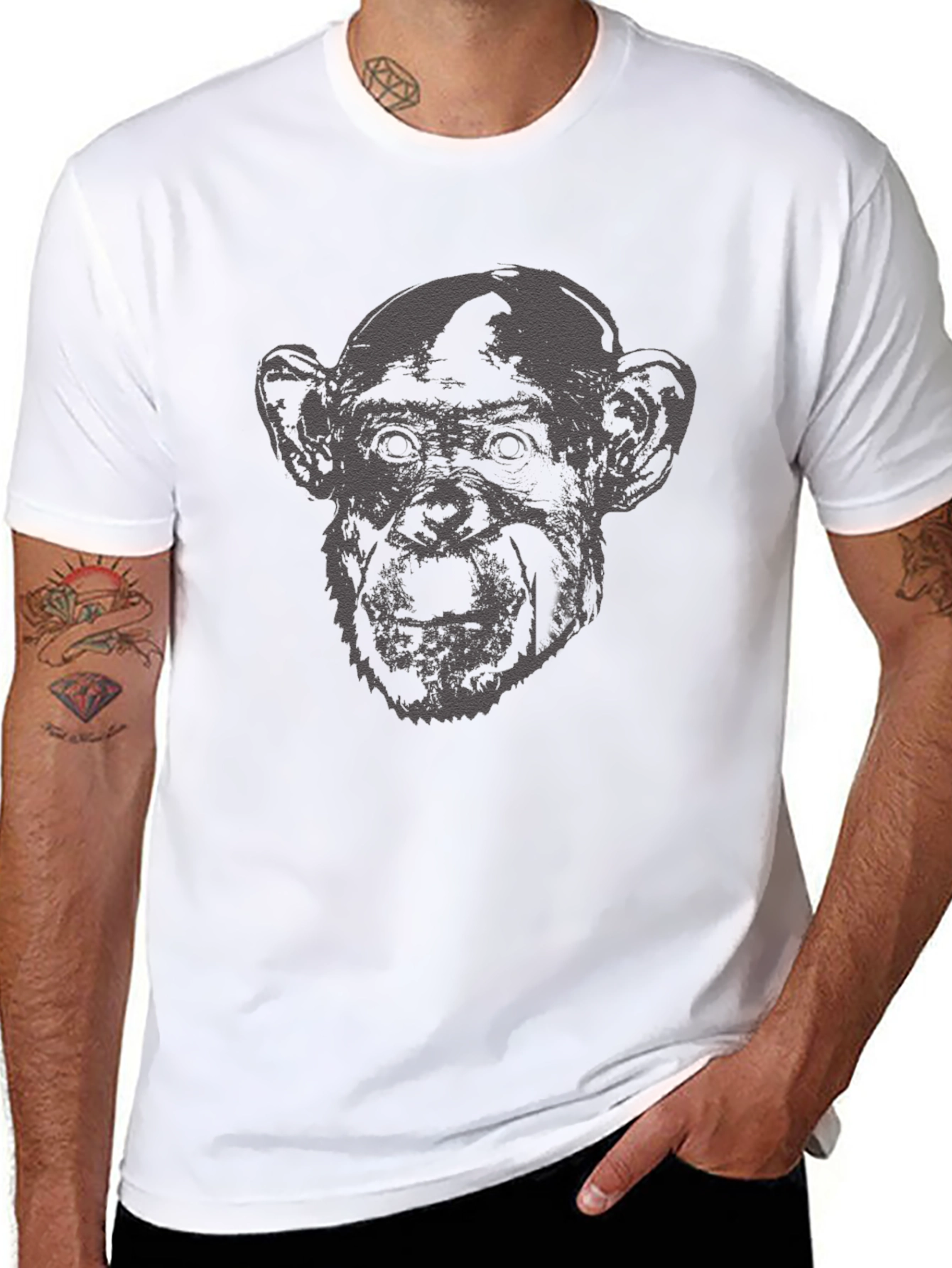 Monkey Graphic Print Black T-Shirt