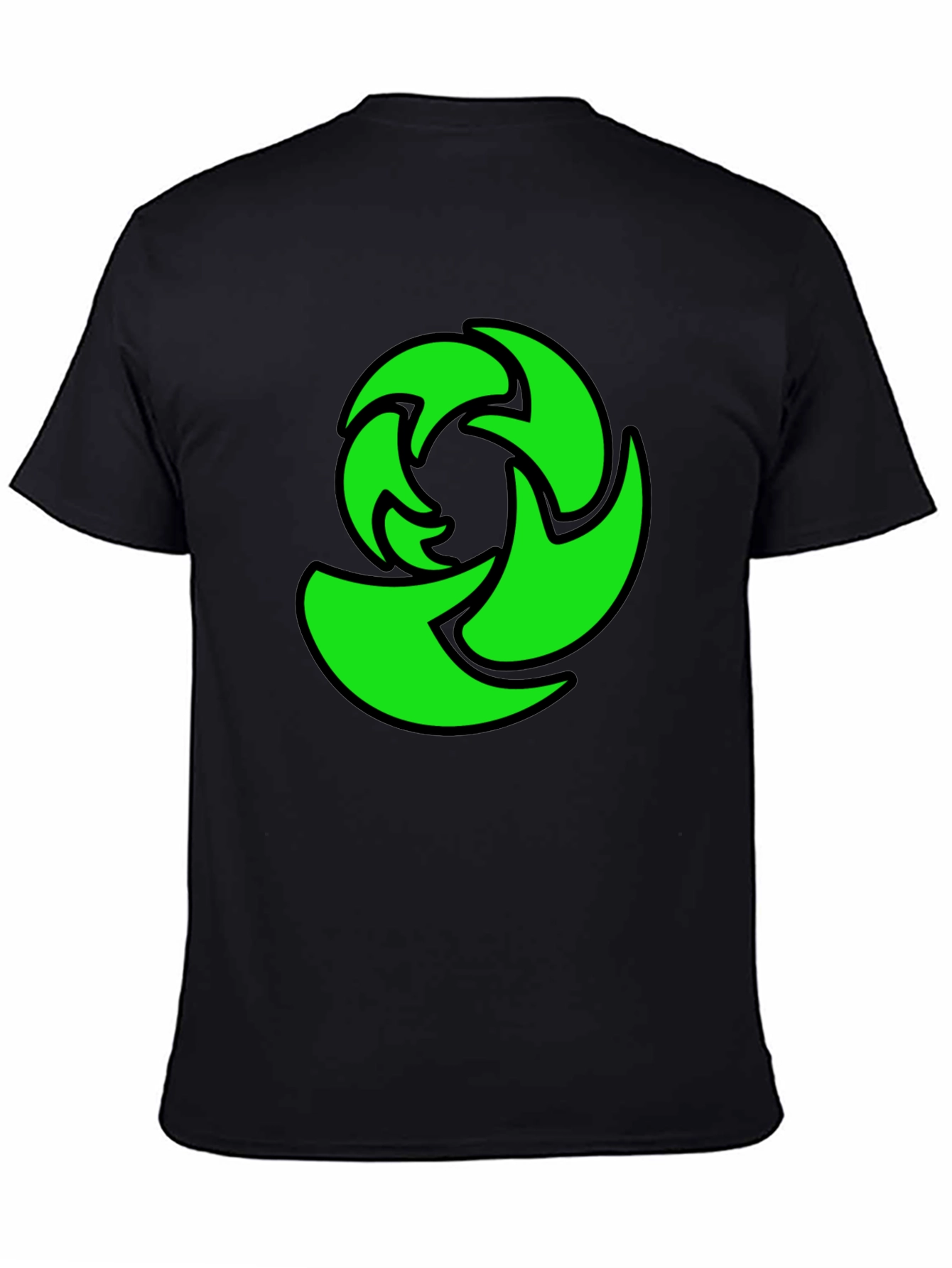 Green Graphic Print Black T-Shirt