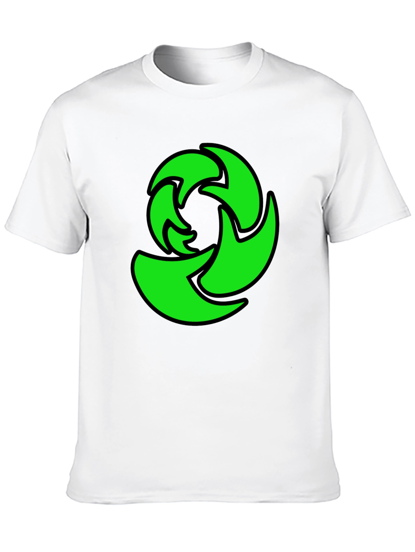 Green Graphic Print Black T-Shirt
