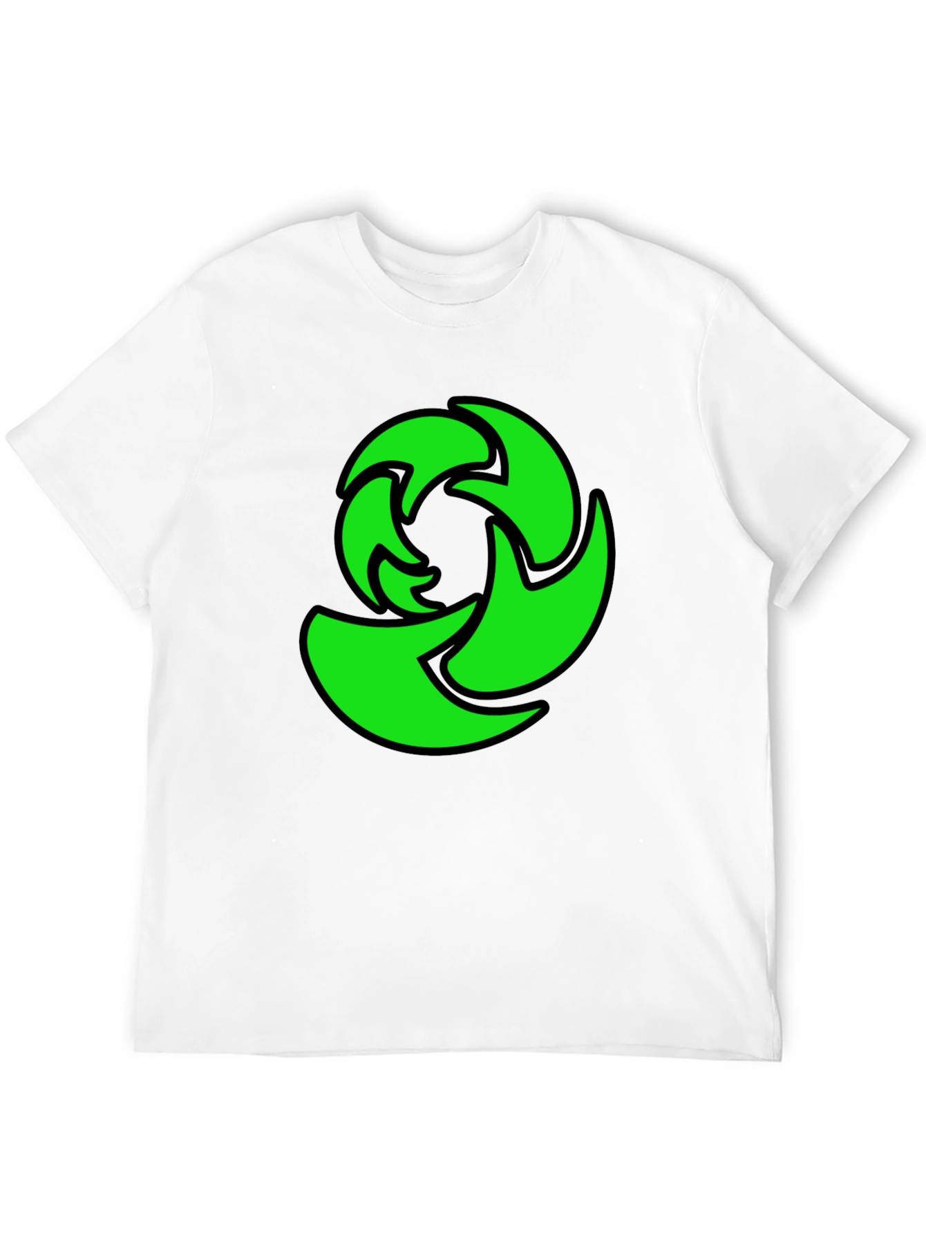 Green Graphic Print Black T-Shirt