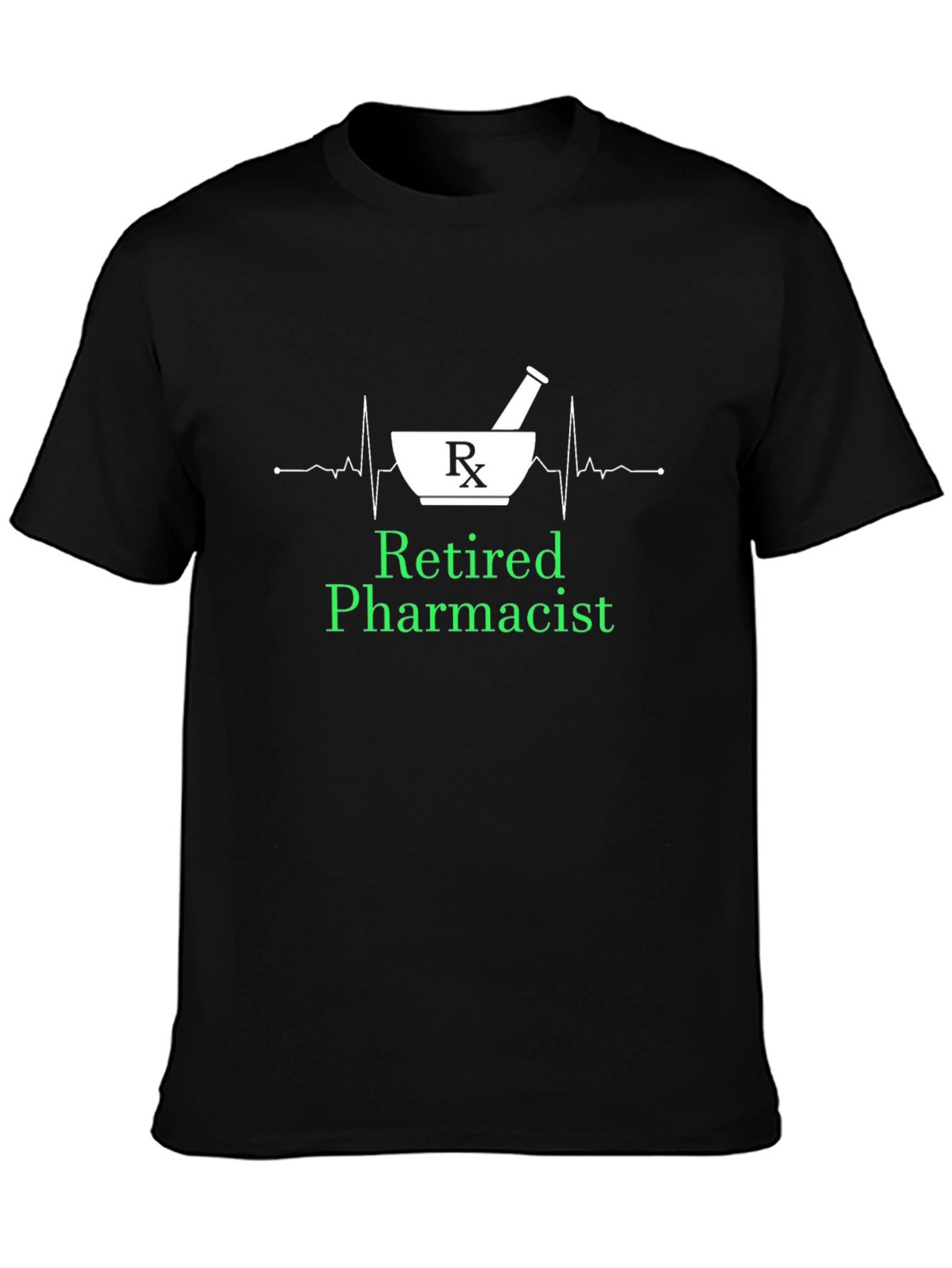 Retired Pharmacist Black T-Shirt Rx Design