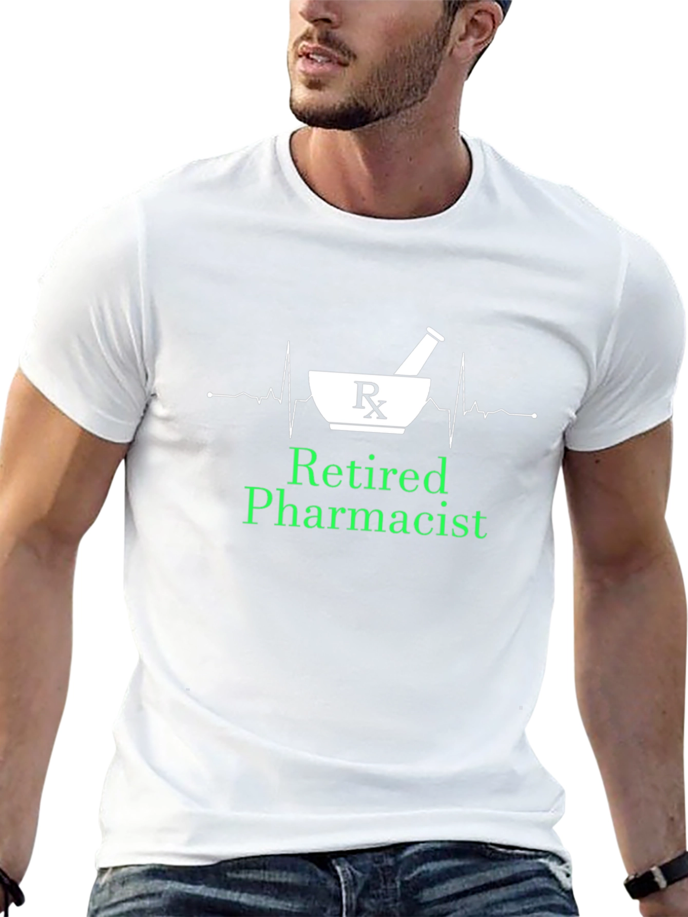 Retired Pharmacist Black T-Shirt Rx Design