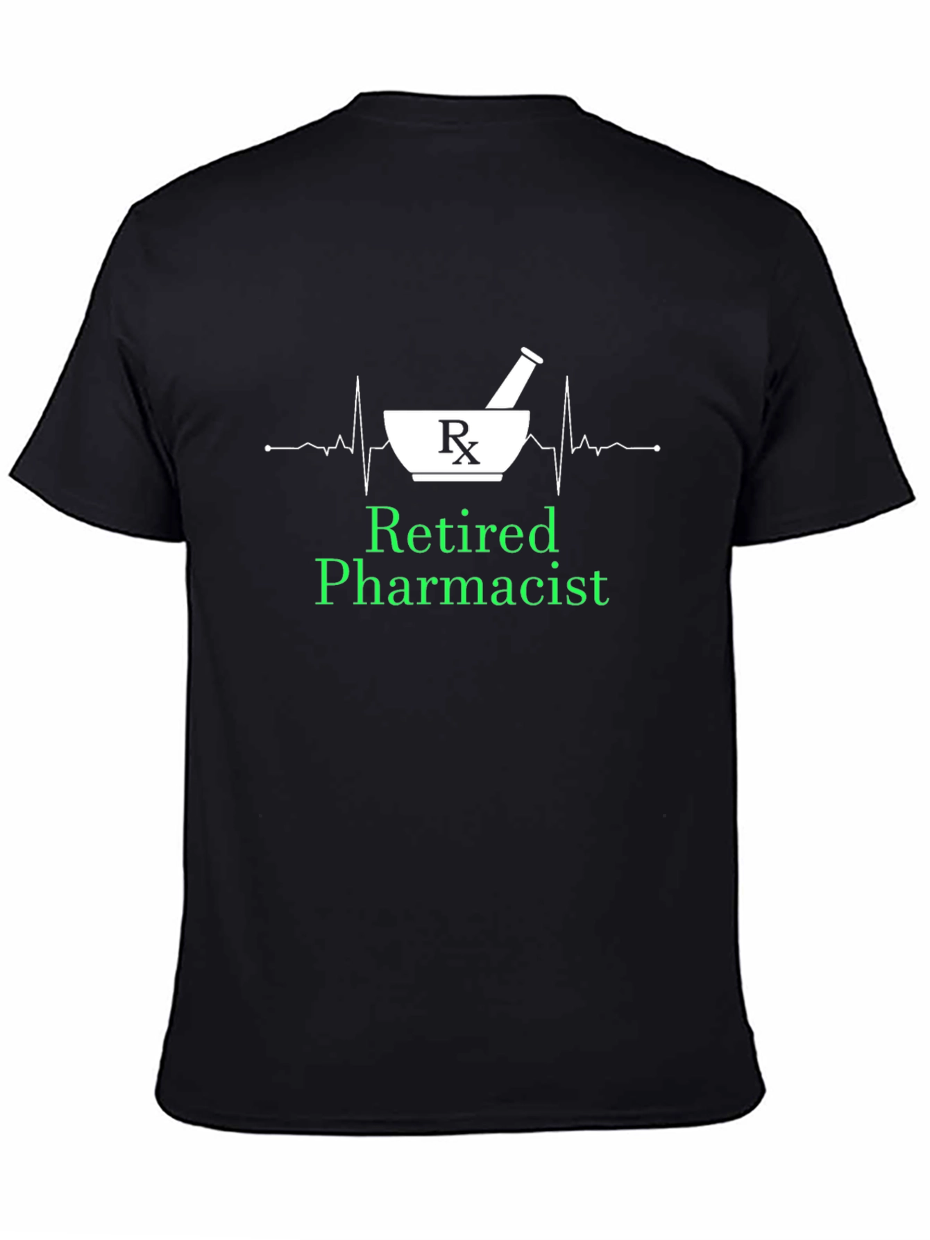 Retired Pharmacist Black T-Shirt Rx Design