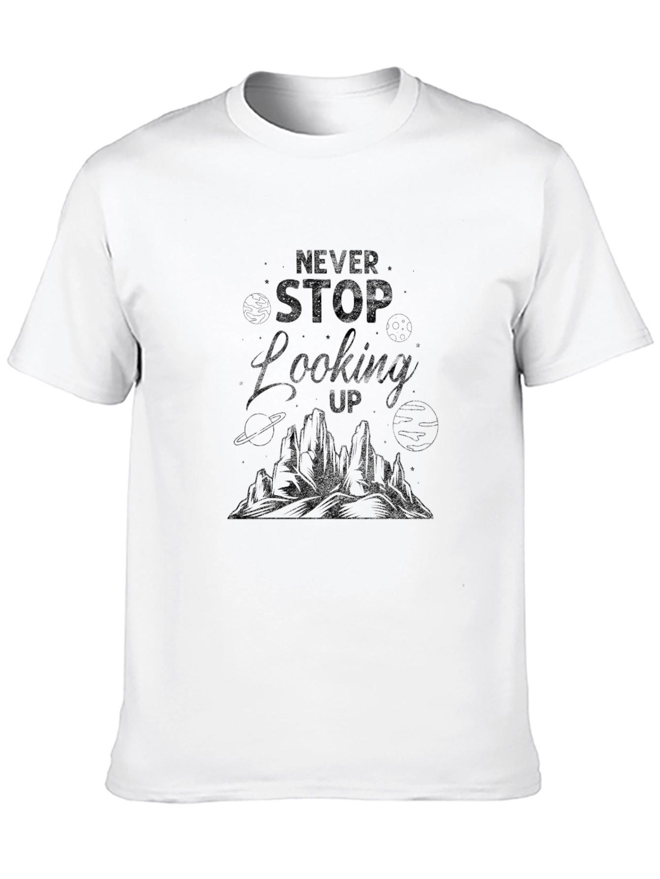 Never Stop Looking Up Graphic Tee - Black