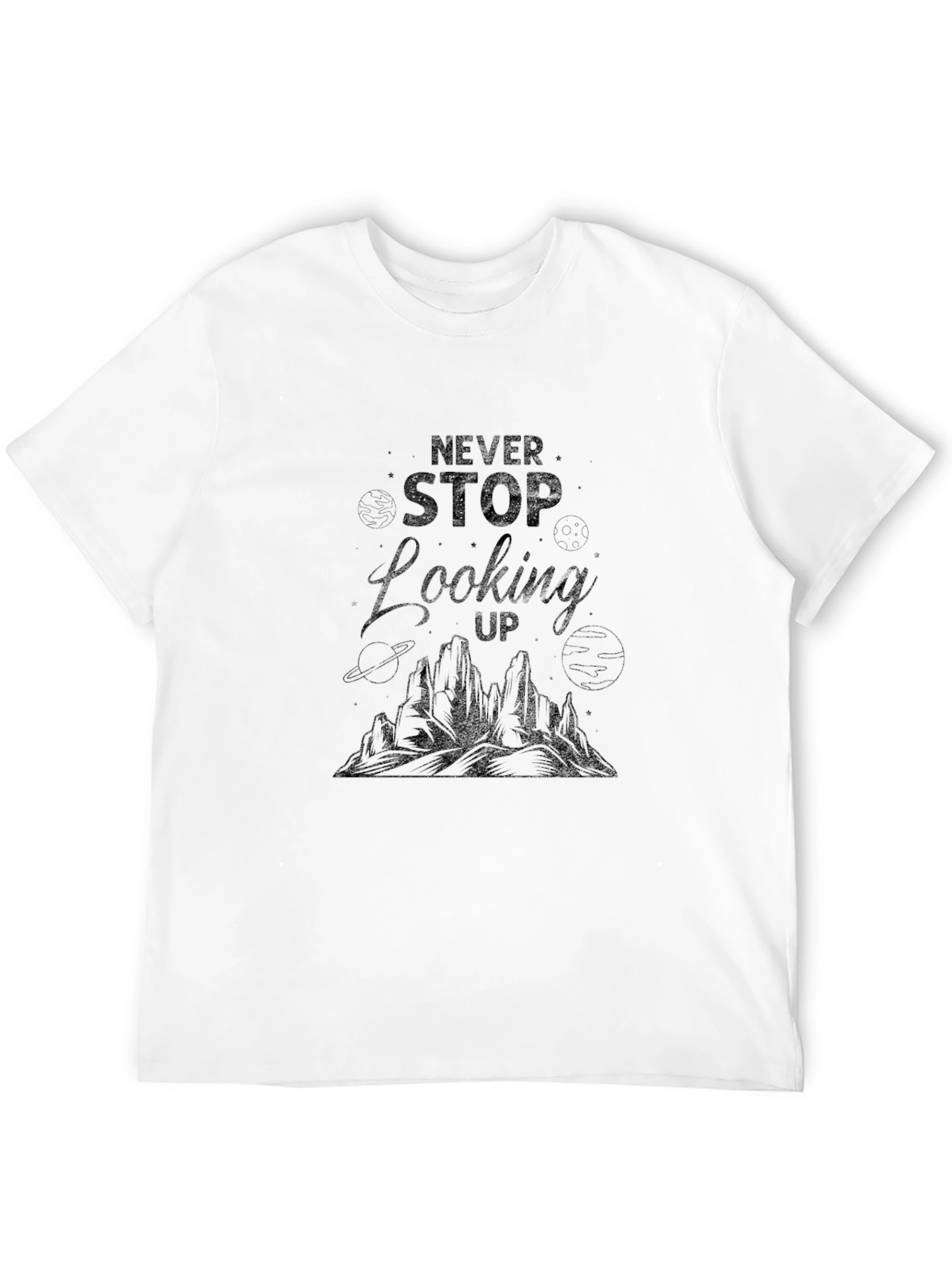 Never Stop Looking Up Graphic Tee - Black