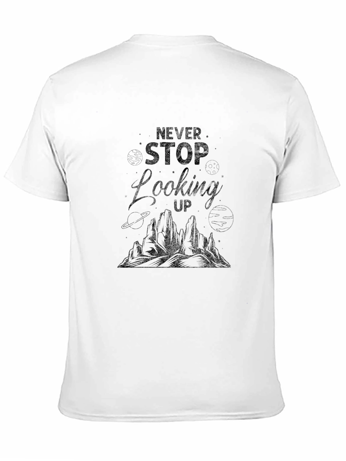 Never Stop Looking Up Graphic Tee - Black